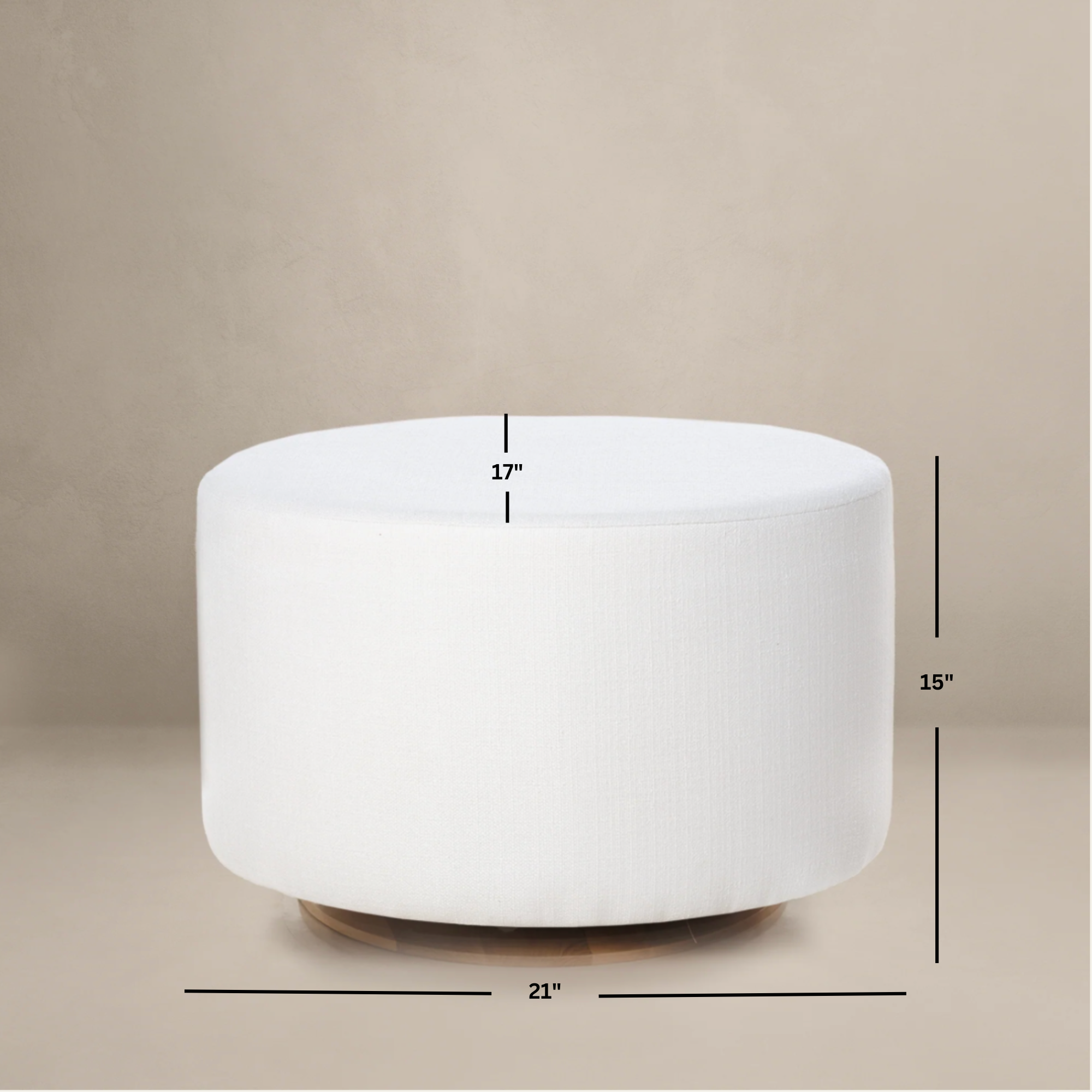 Small Stationary Oval Ottoman With Wood Base