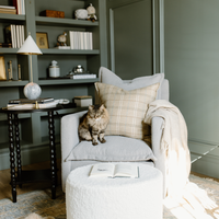 Small Stationary Oval Ottoman with Wood Base