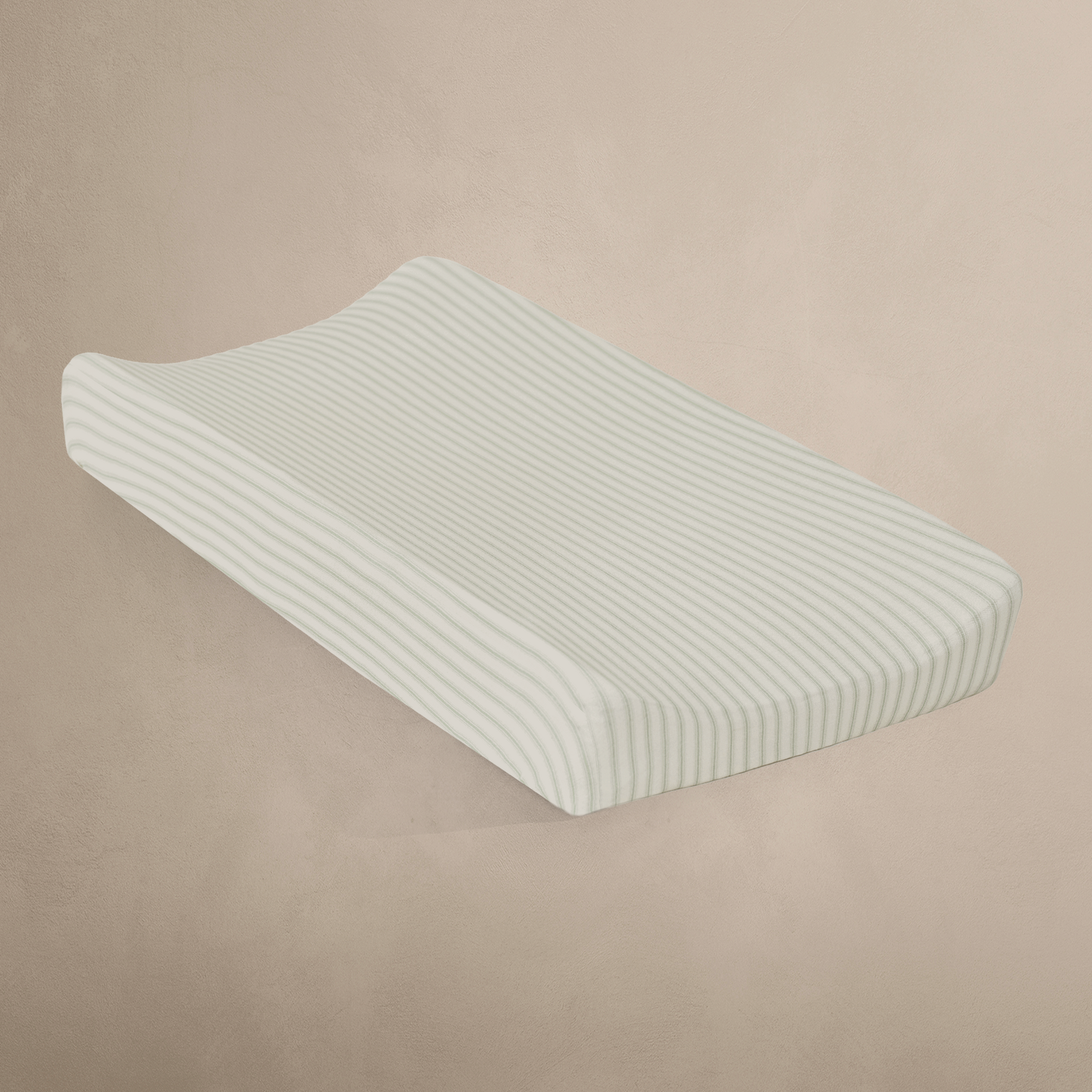 &#39;Sea Moss&#39; Sage Green Stripe - Changing Pad Cover