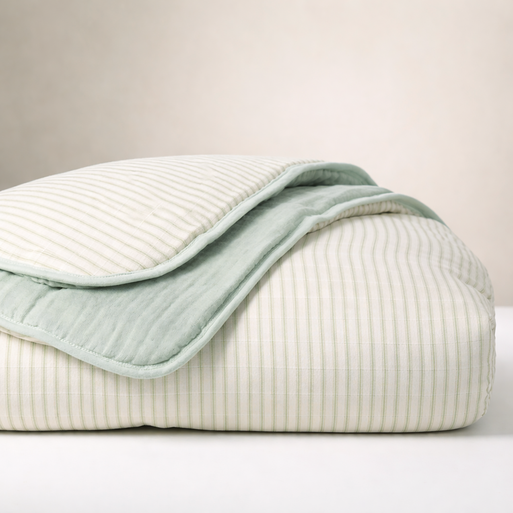 Sea Moss Sage Green Stripe - Premium Muslin Crib Quilt
