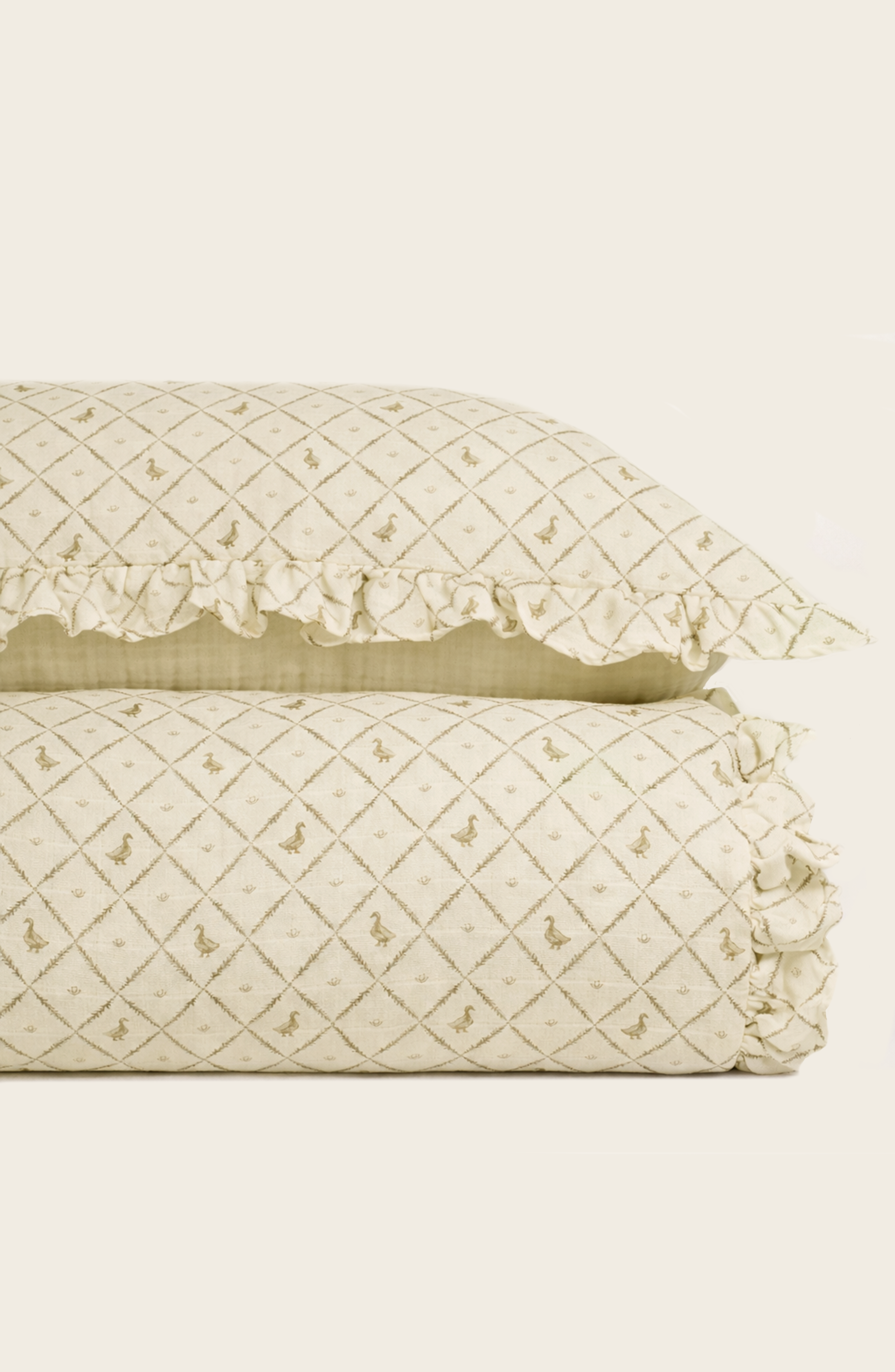 Butter Yellow Duck - Premium Muslin Crib Quilt & Sham Set