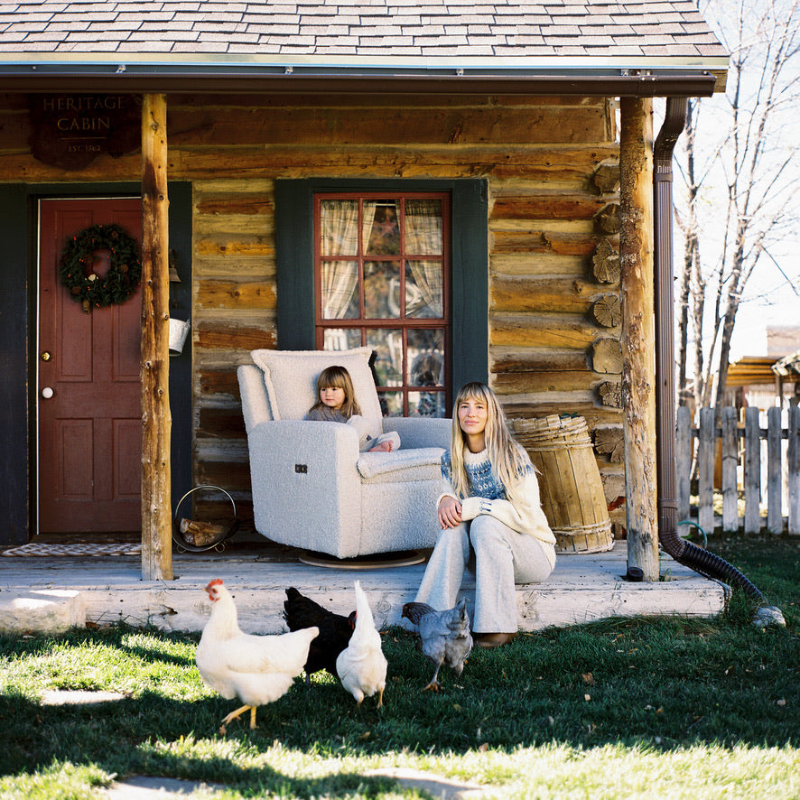 Flynn – Gliding Swivel Nursery Recliner - Sheepskin Linen