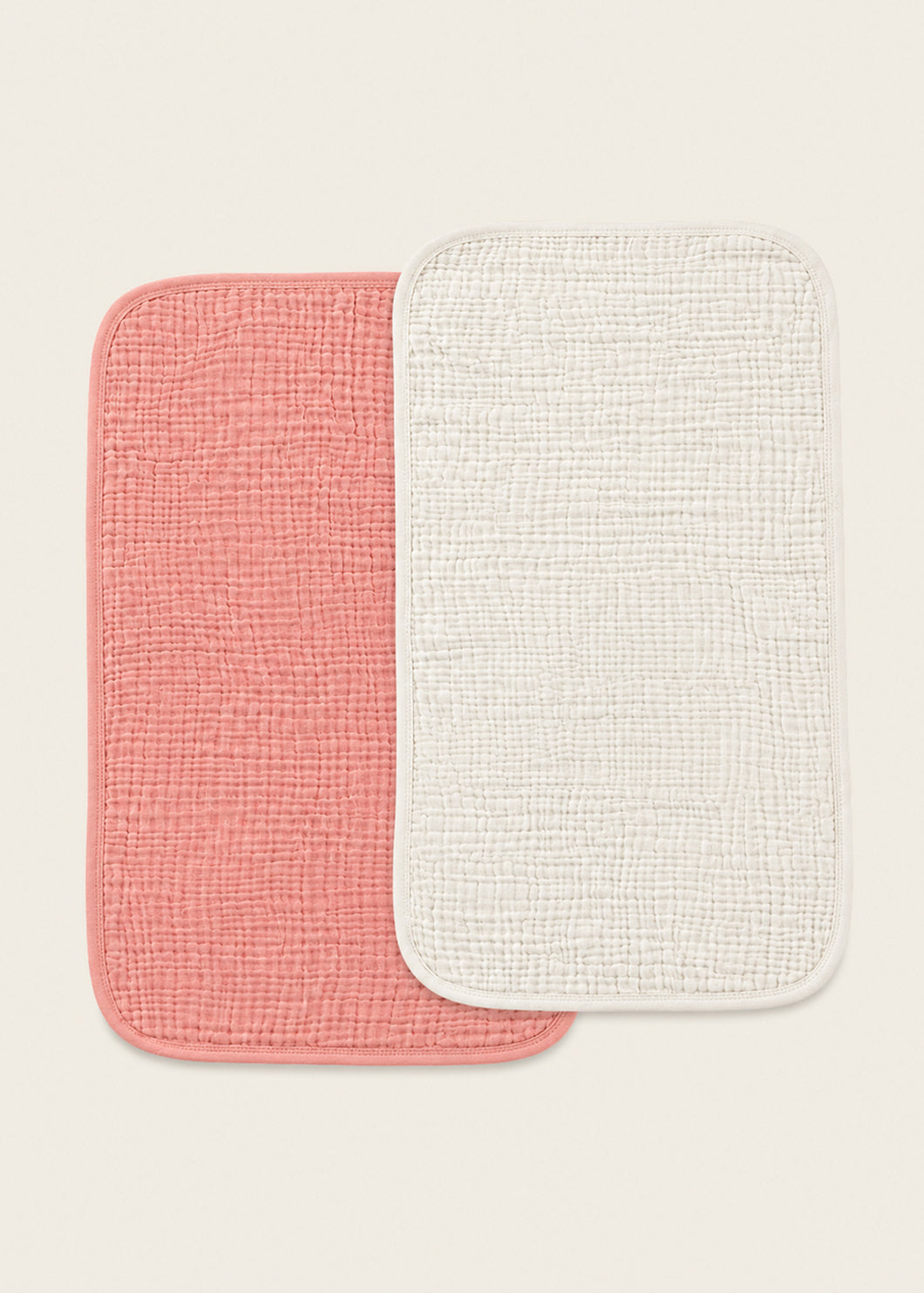 Eggshell Crème & Rosette Pink - Premium Muslin Burp Cloth 2-Pack