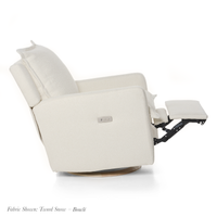 FLYNN – Gliding Swivel Nursery Recliner – High Performance Tweed Snow Bouclé