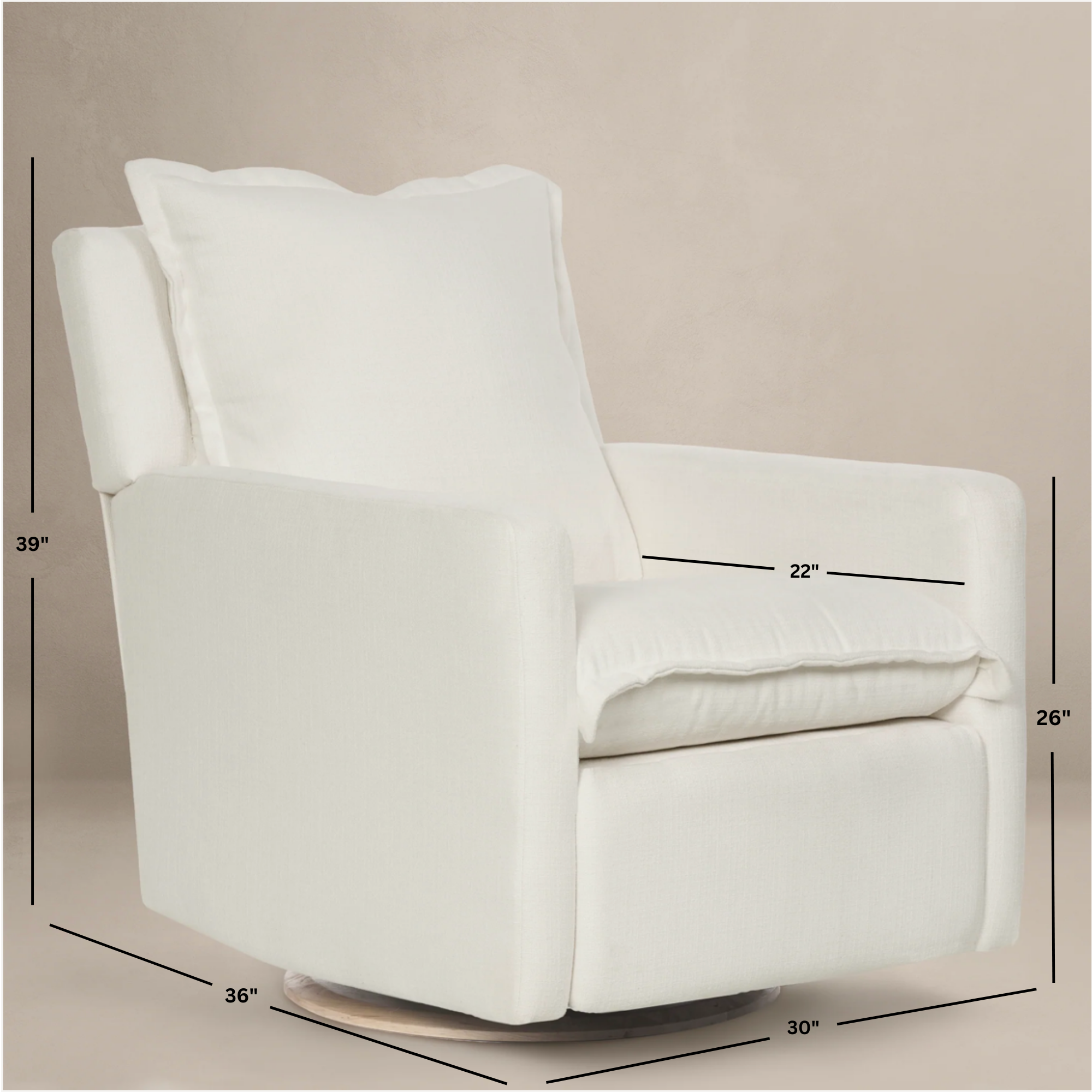 Flynn – Gliding Swivel Nursery Recliner - Sheepskin Linen