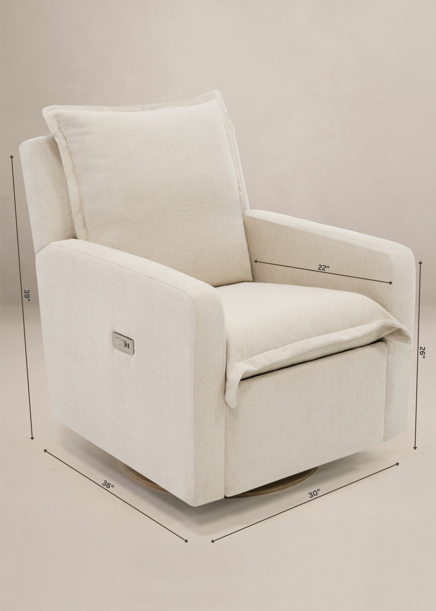Flynn – Gliding Swivel Nursery Recliner - High Performance Bouclé Oyster