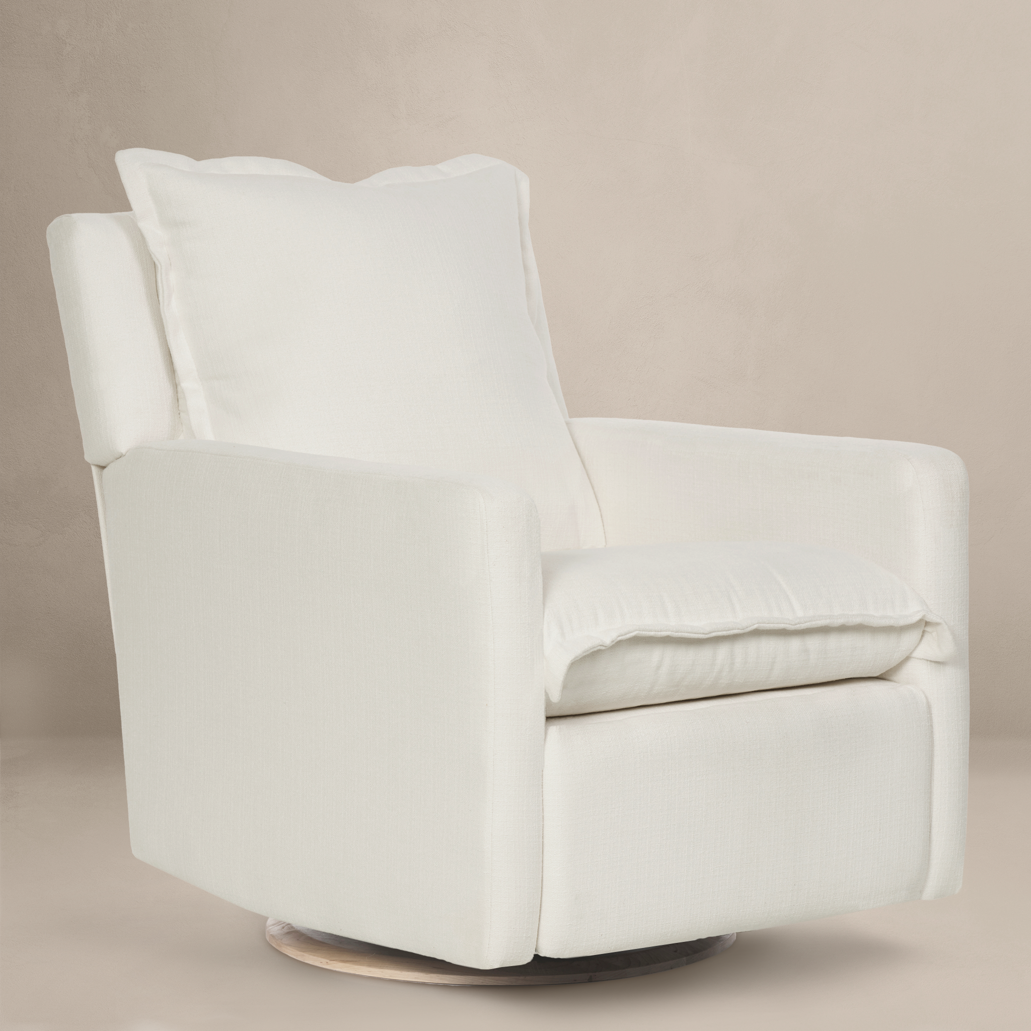 High Performance Ivory Flynn Swivel Nursery Recliner Oilo