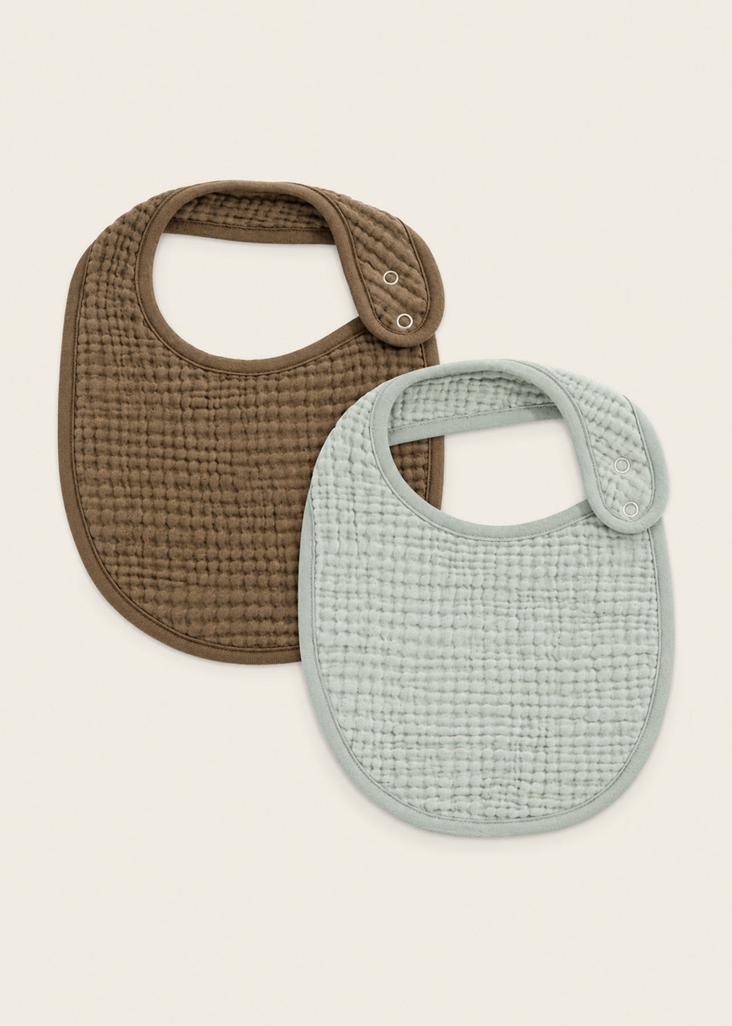 Bark Brown & Sea Moss Sage Green - Premium Muslin Bib 2-Pack