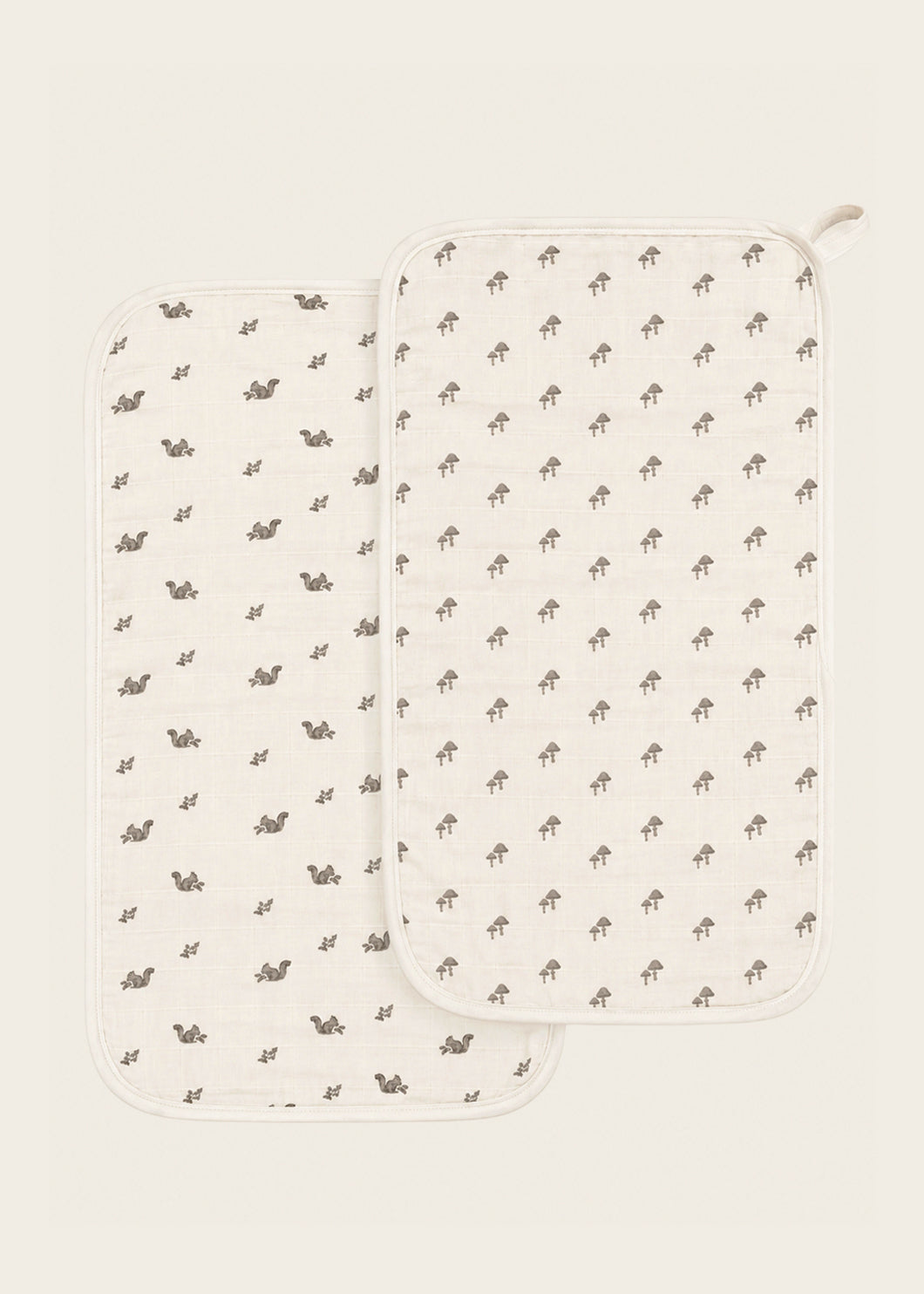 Squirrel & Mushroom - Premium Muslin Burp Cloth 2-Pack
