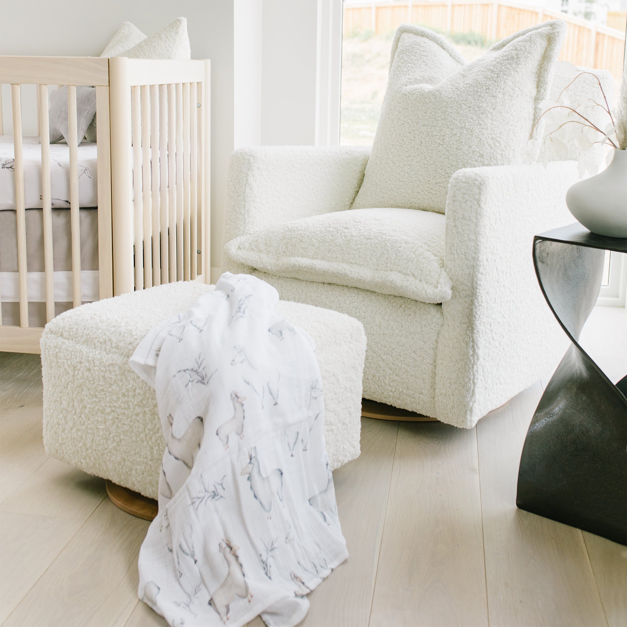 Small Stationary Rectangle Ottoman With Wood Base