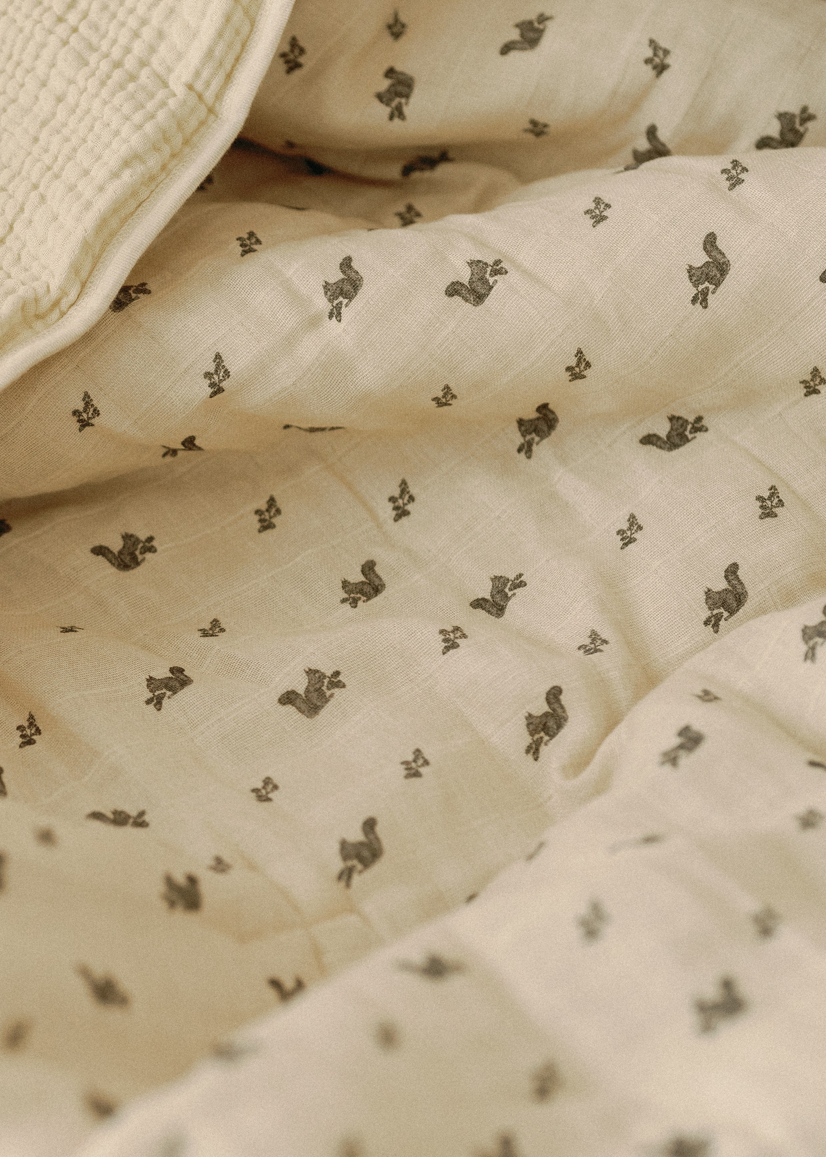 Squirrel - Premium Muslin Crib Quilt & Sham Set
