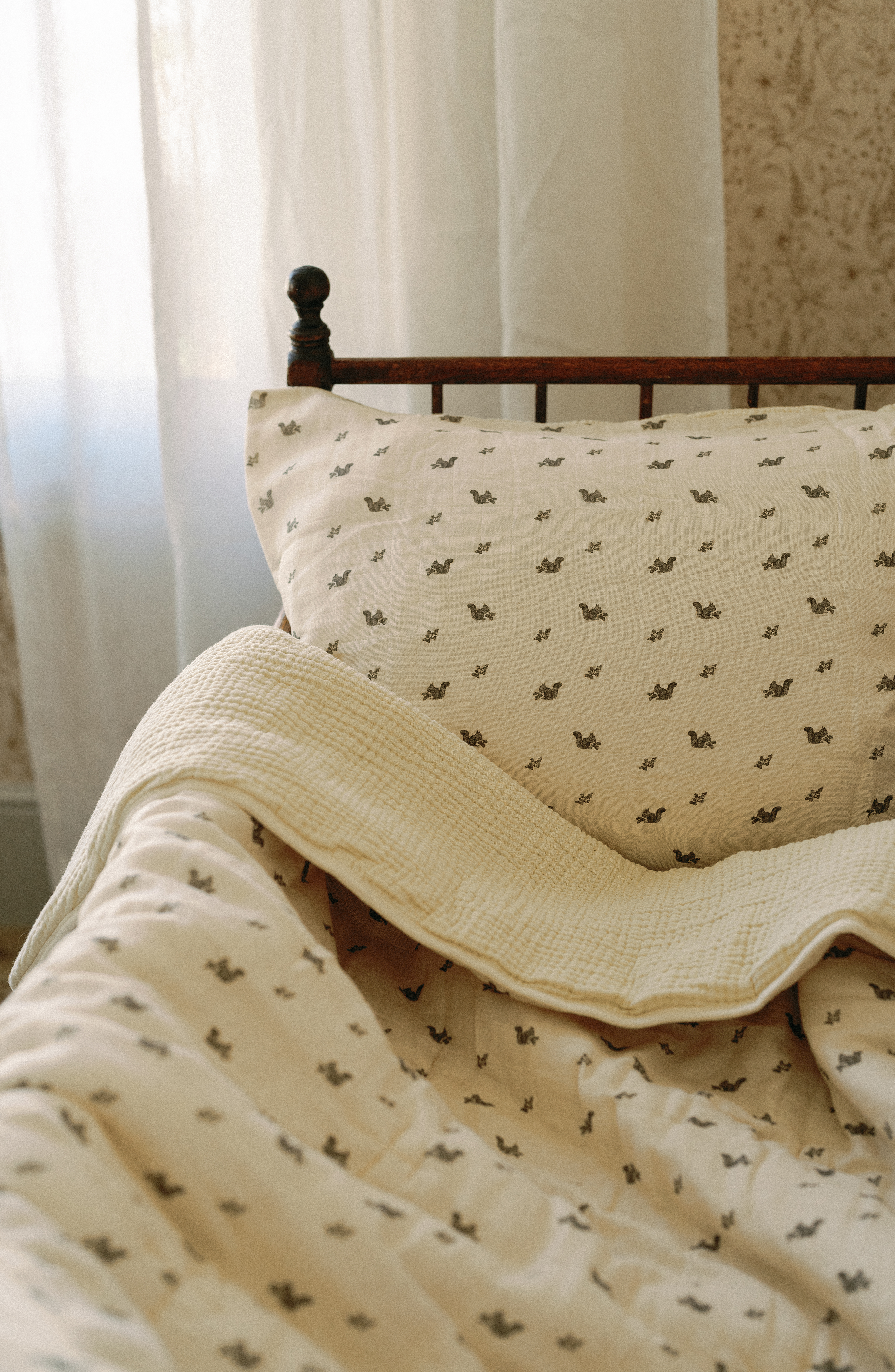 Squirrel - Premium Muslin Crib Quilt & Sham