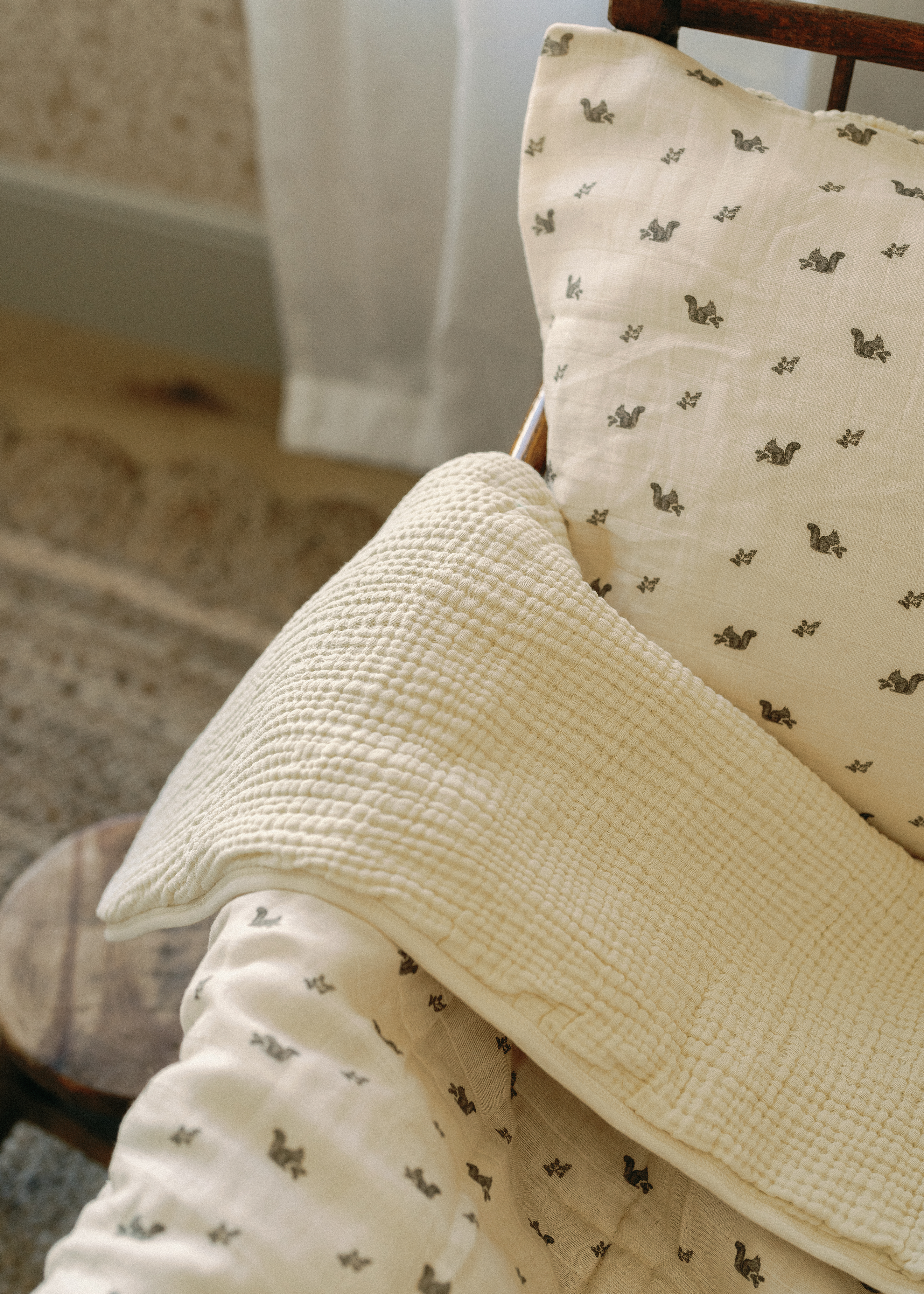 Squirrel - Premium Muslin Crib Quilt & Sham Set