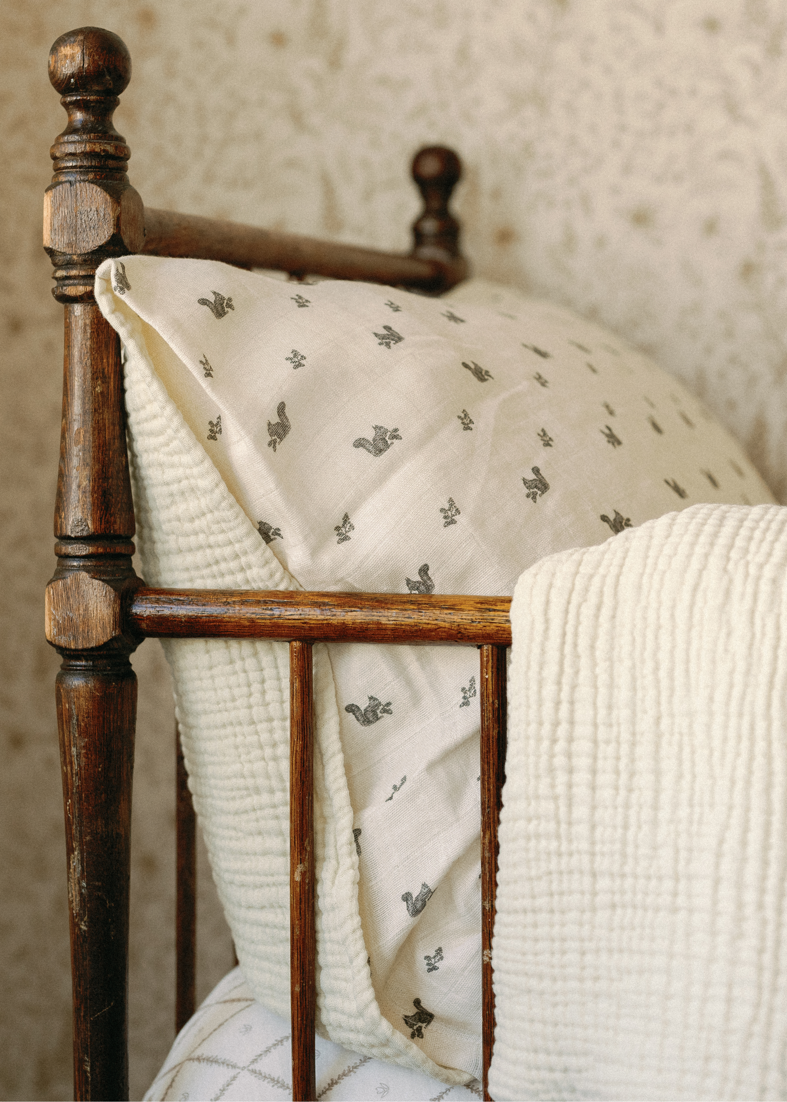 Squirrel - Premium Muslin Crib Quilt & Sham Set