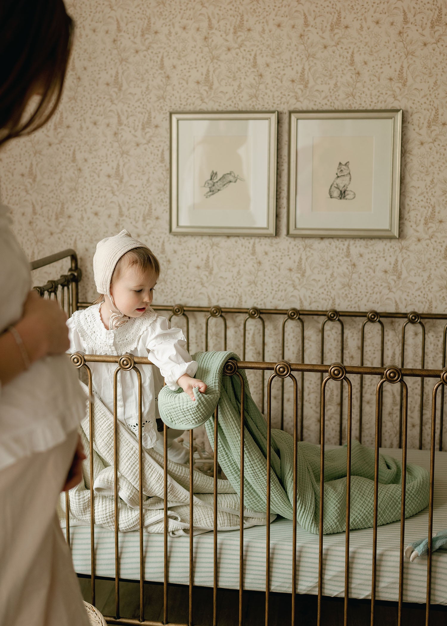 &#39;Sea Moss&#39; Sage Green - Premium Muslin Blanket