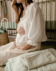 'Sea Moss' Sage Green Stripe - Premium Muslin Crib Quilt & Sham