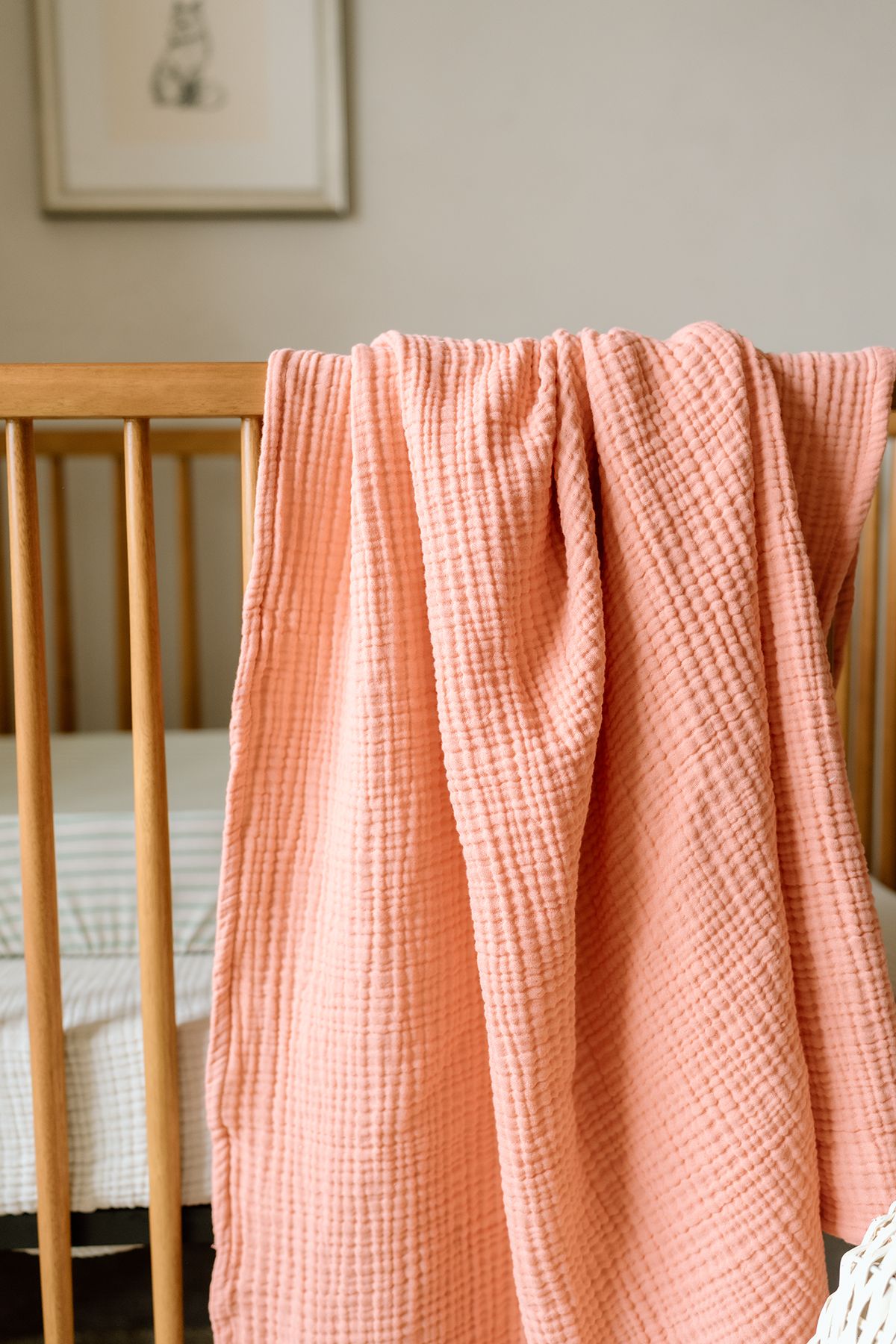 &#39;Eggshell&#39; Creme &amp; &#39;Rosette&#39; Pink - Premium Muslin Swaddle Blanket Set