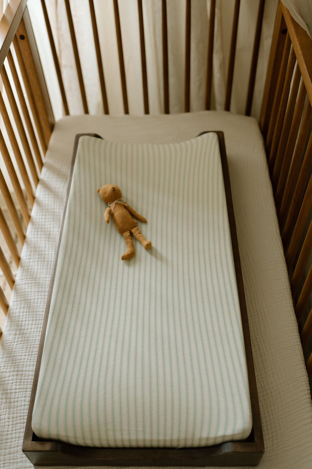 'Sea Moss' Sage Green Stripe - Changing Pad Cover