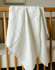 'Dainty Floral' & 'Sea Moss' Sage Green Stripe - Muslin Swaddle Blanket Set