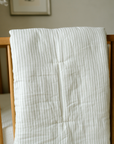 'Sea Moss' Sage Green Stripe - Premium Muslin Crib Quilt & Sham