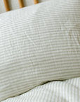 'Sea Moss' Sage Green Stripe - Premium Muslin Crib Quilt & Sham