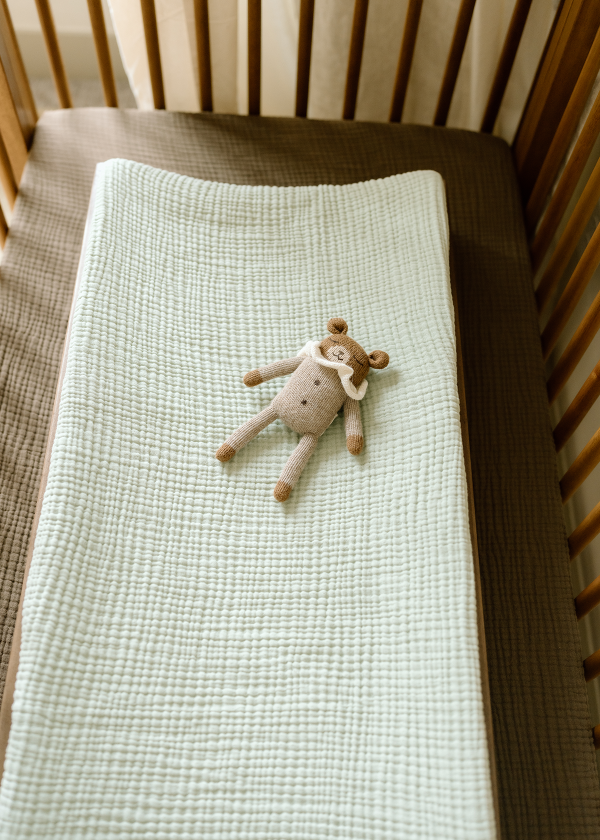 Sea Moss Sage Green - Premium Muslin Convertible Bassinet Sheet & Changing Pad Cover