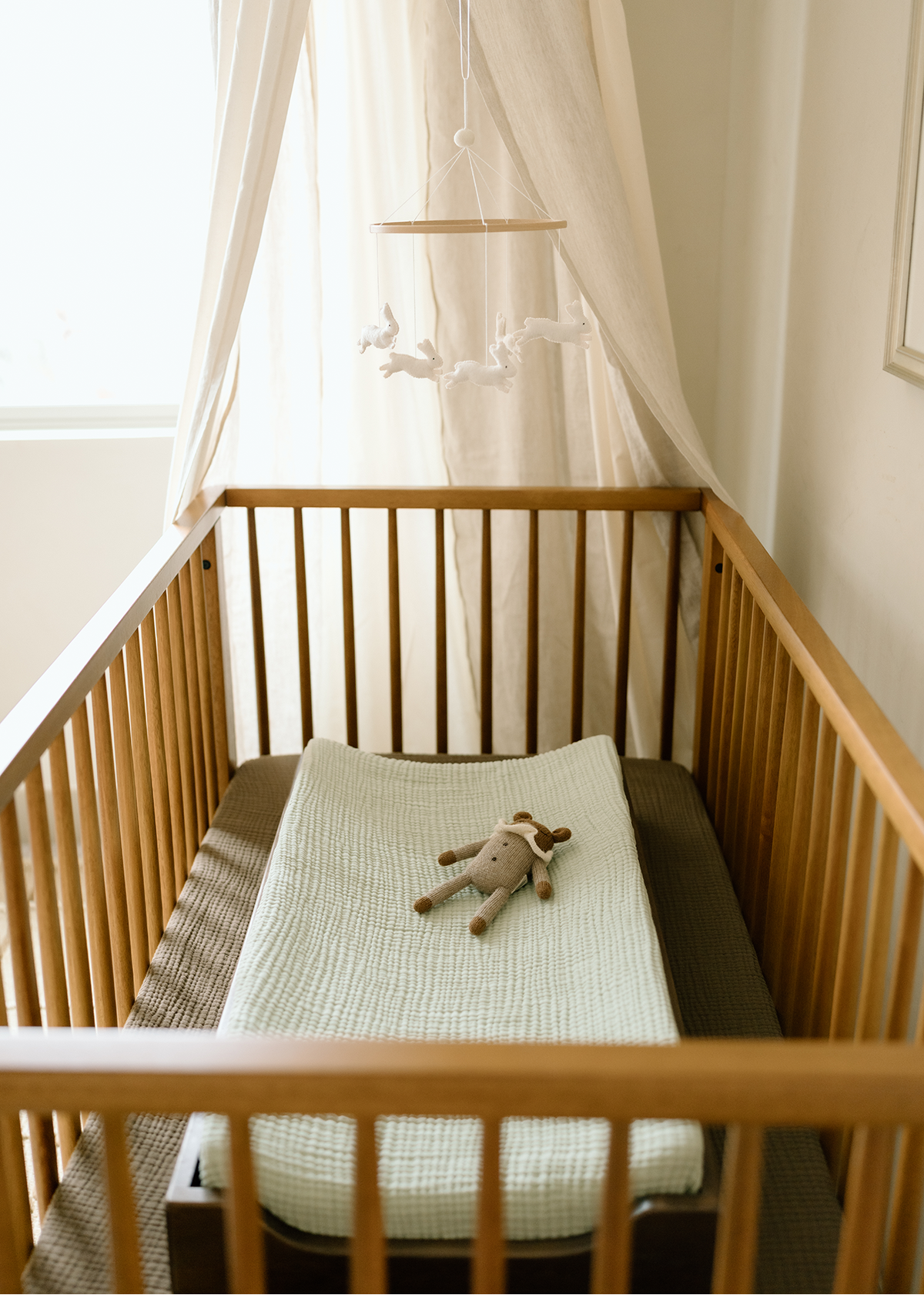 Sea Moss Sage Green - Premium Muslin Convertible Bassinet Sheet & Changing Pad Cover