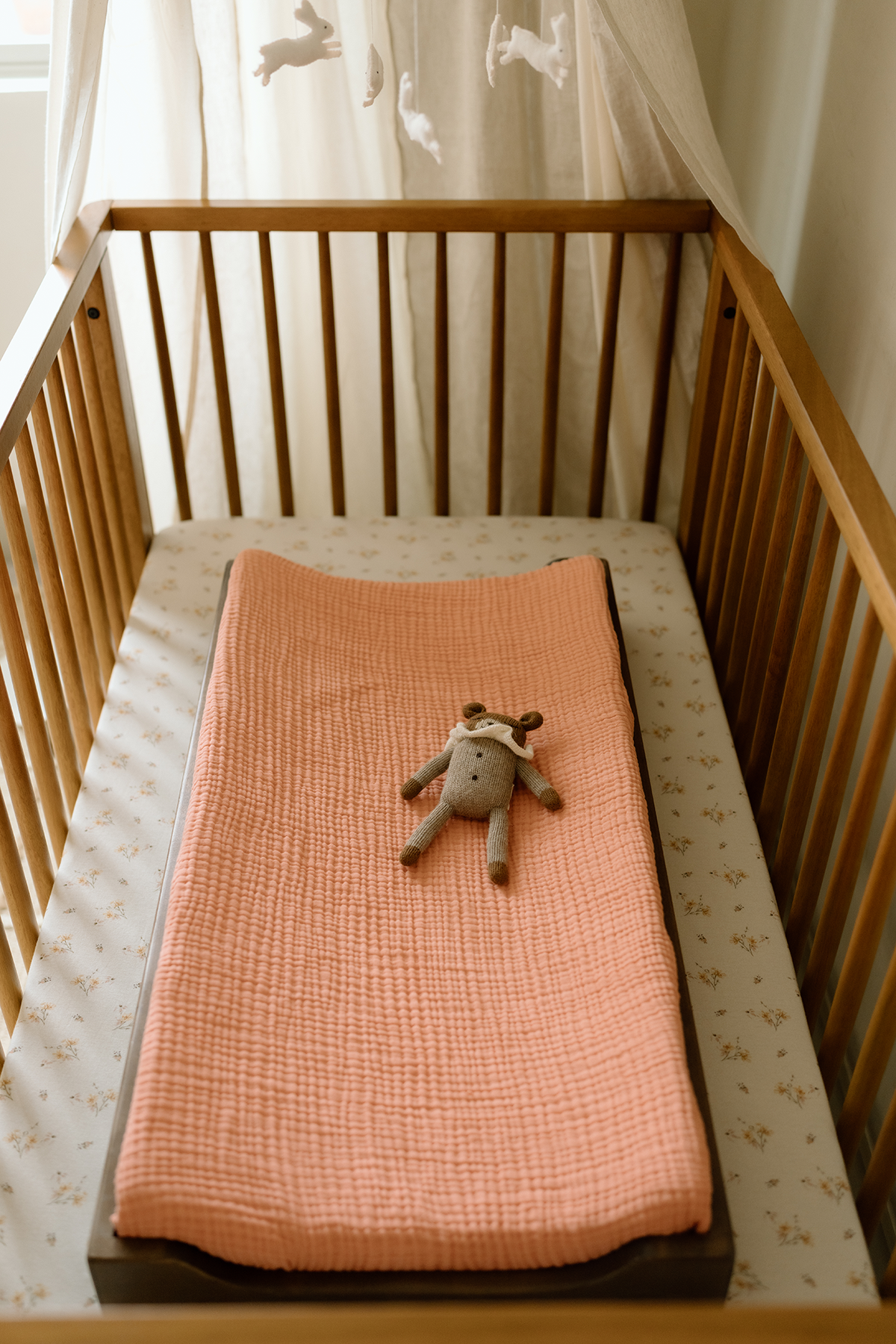 'Rosette' Pink - Premium Muslin Changing Pad Cover