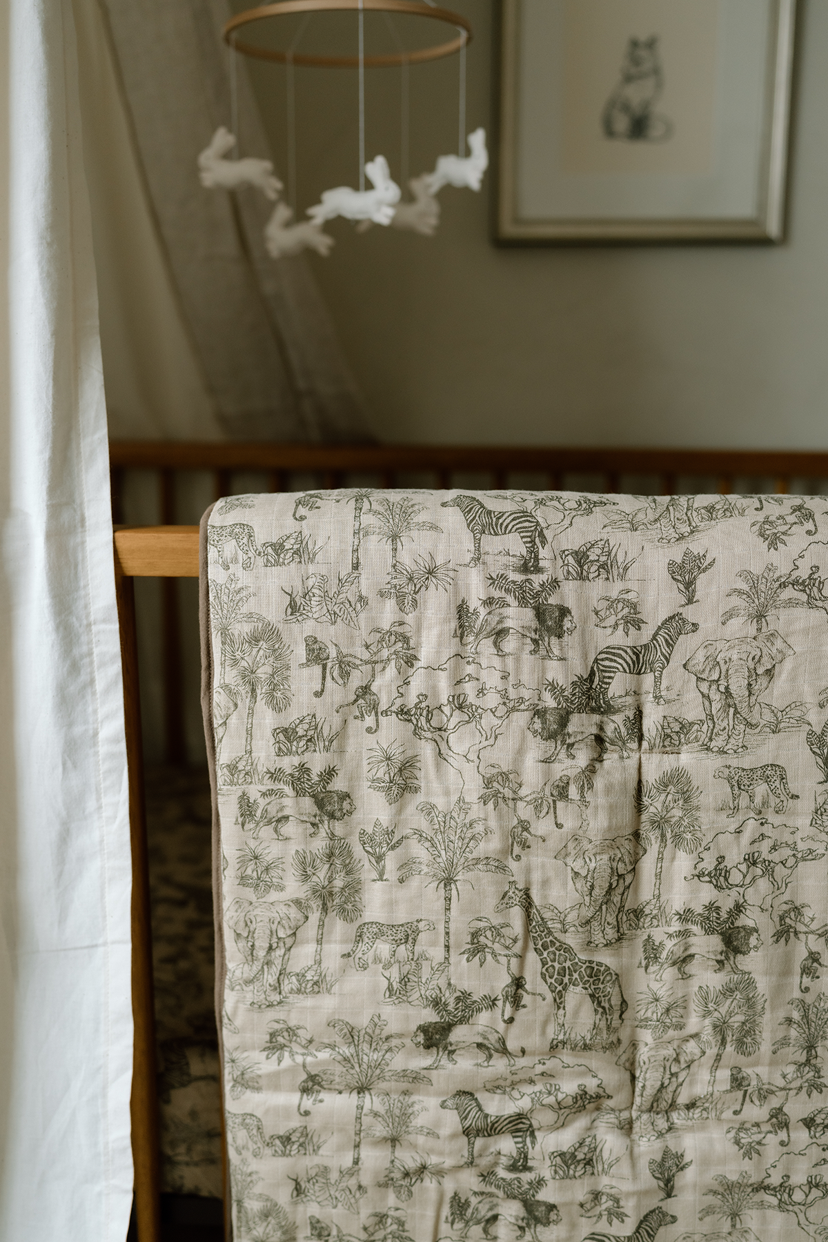 'Vintage Safari' Nursery - Premium Muslin Crib Quilt & Sham