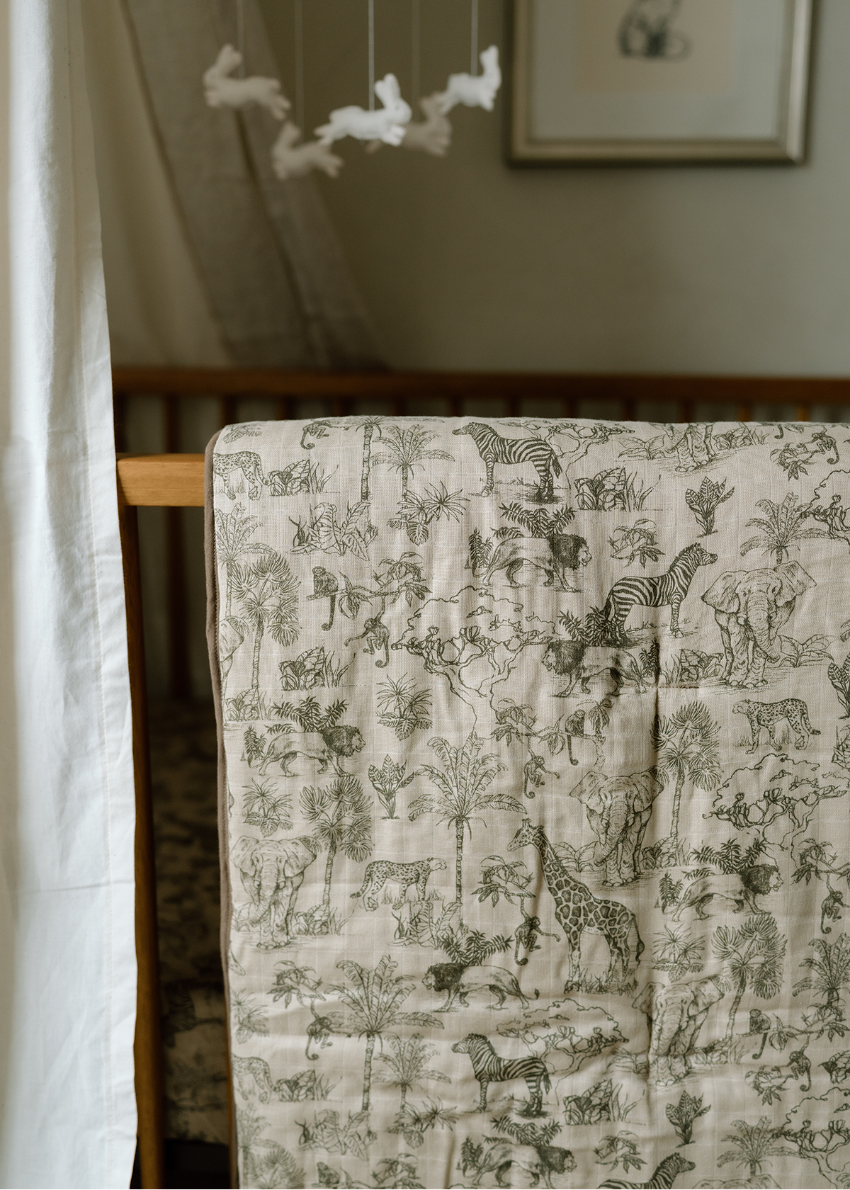Vintage Safari Nursery - Premium Muslin Crib Quilt & Sham Set