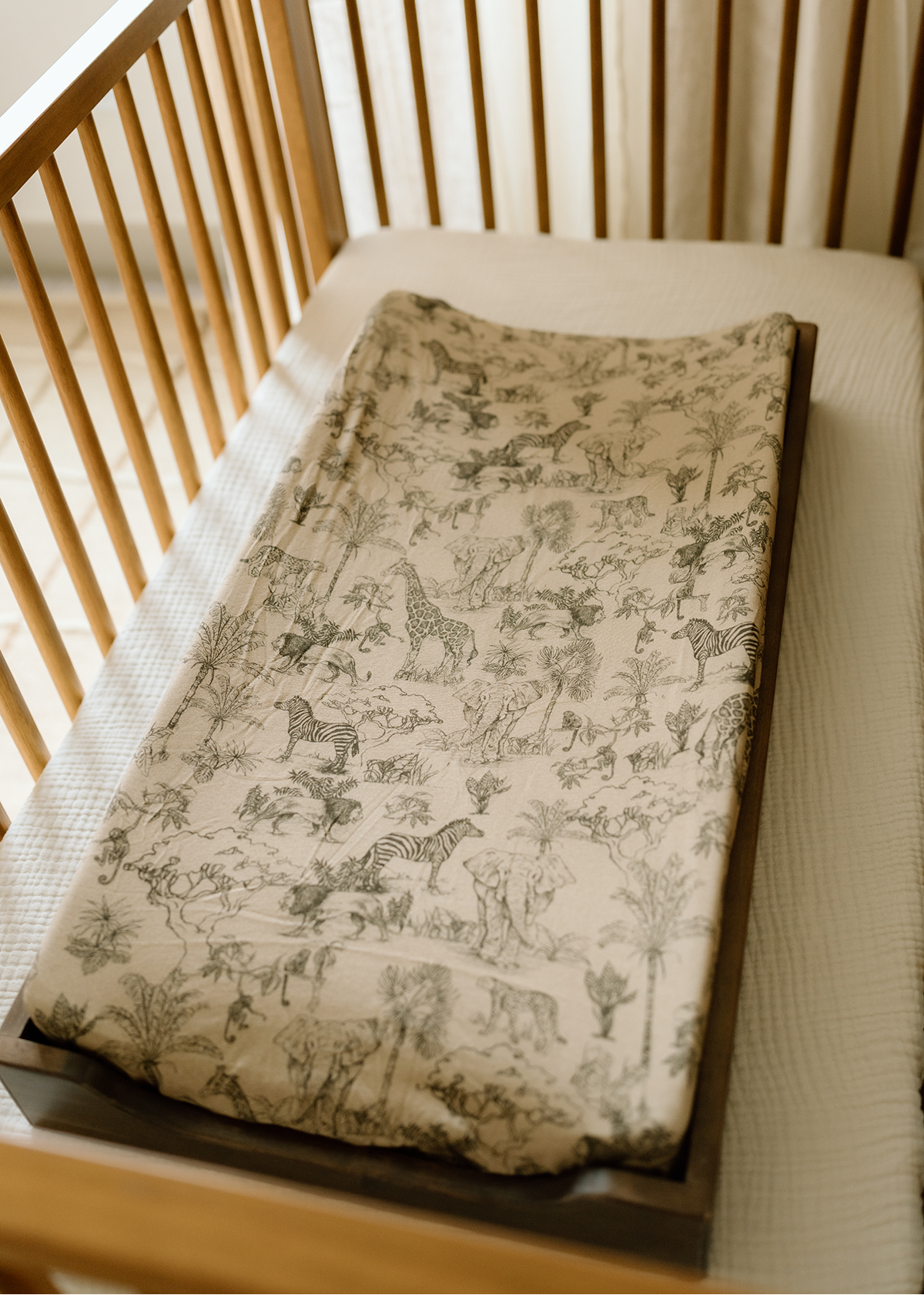 Vintage Safari Nursery - Convertible Bassinet Sheet & Changing Pad Cover