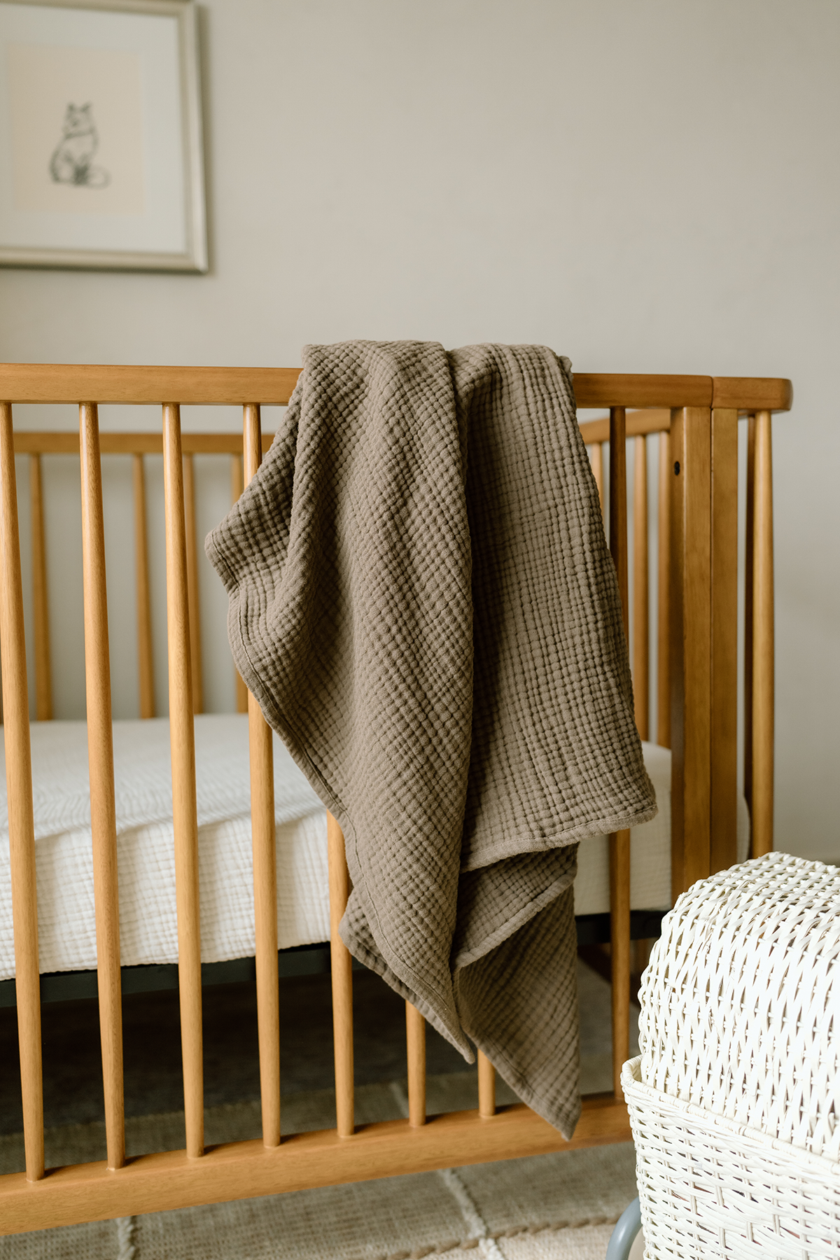 'Bark' Brown & 'Sea Moss' Sage Green - Premium Muslin Swaddle Blanket Set