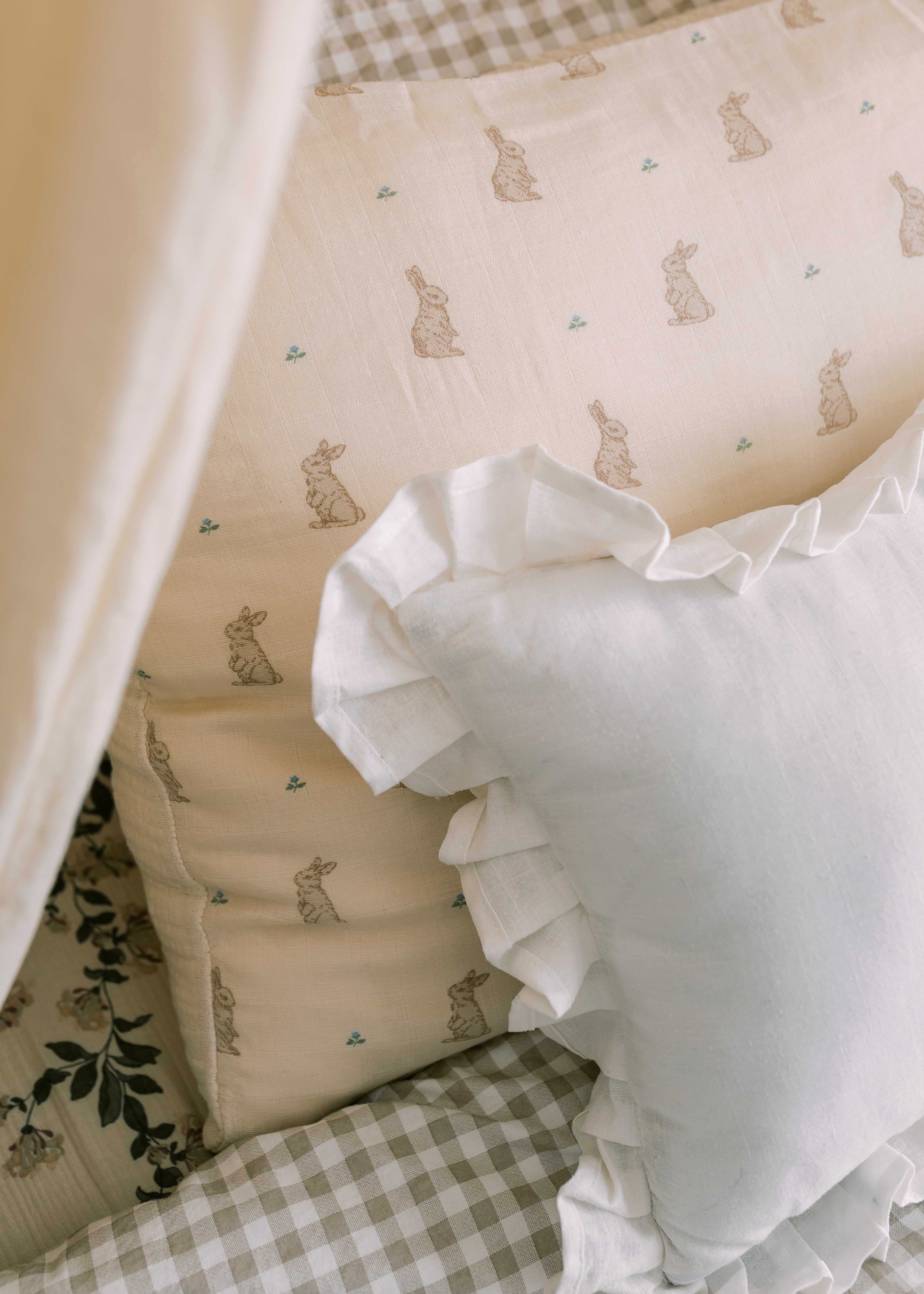 Bunny - Premium Muslin Crib Quilt & 2 Sham Set - IMPERFECT