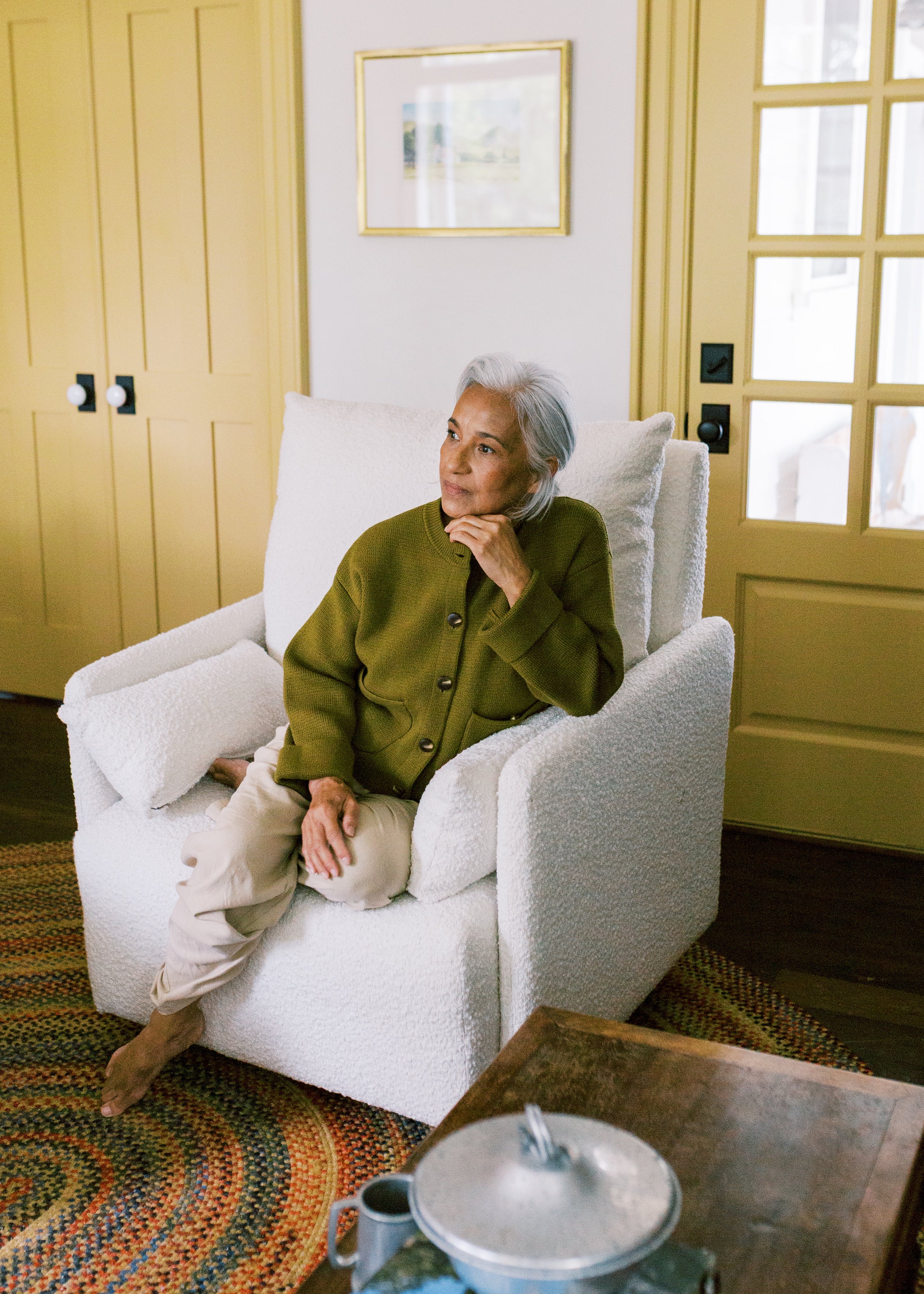 Ollie: a Chair and a Half - Swivel Nursery Glider with Back Recline Feature - High Performance Bouclé Oyster