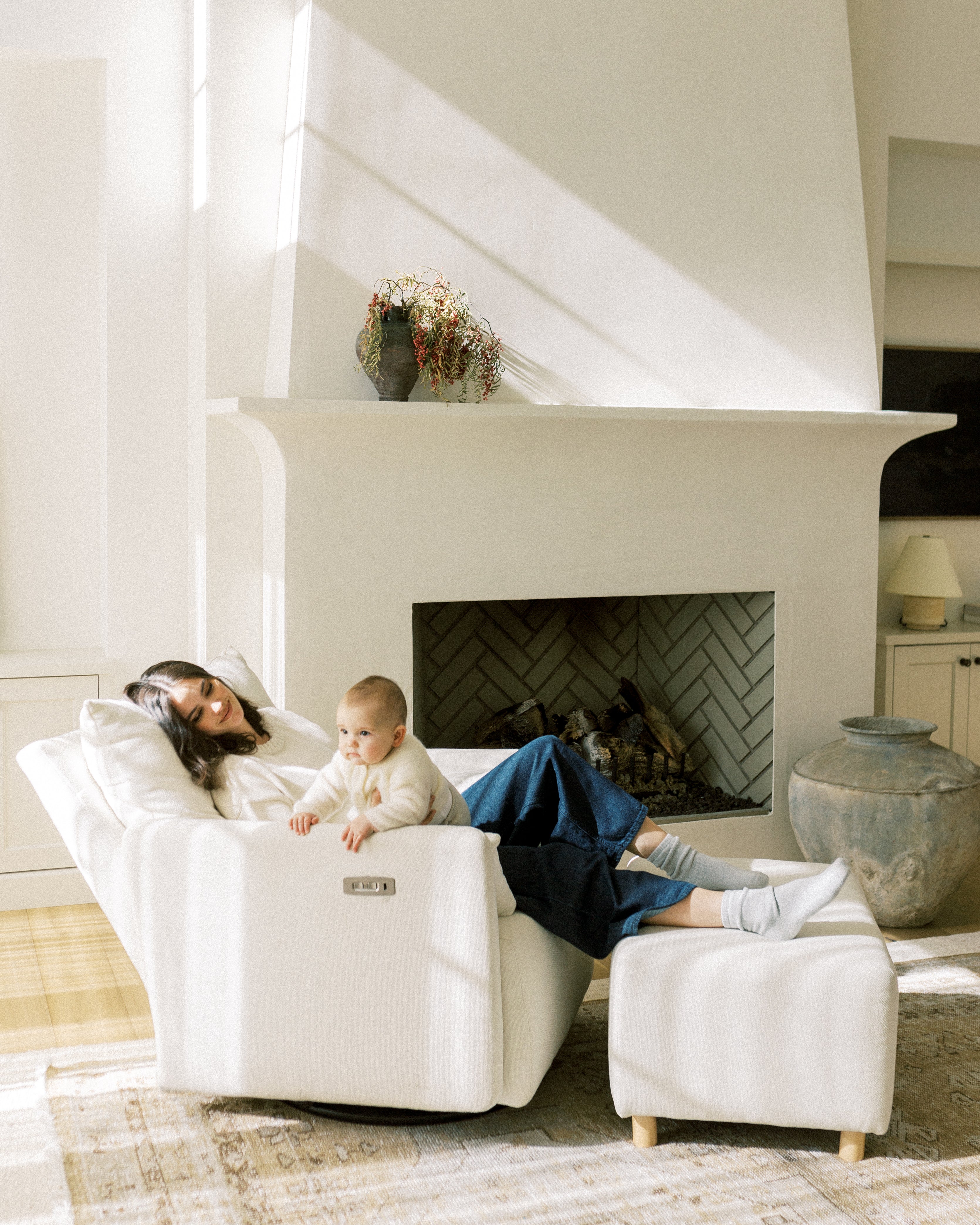 Ollie: a Chair and a Half - Swivel Nursery Glider with Back Recline Feature