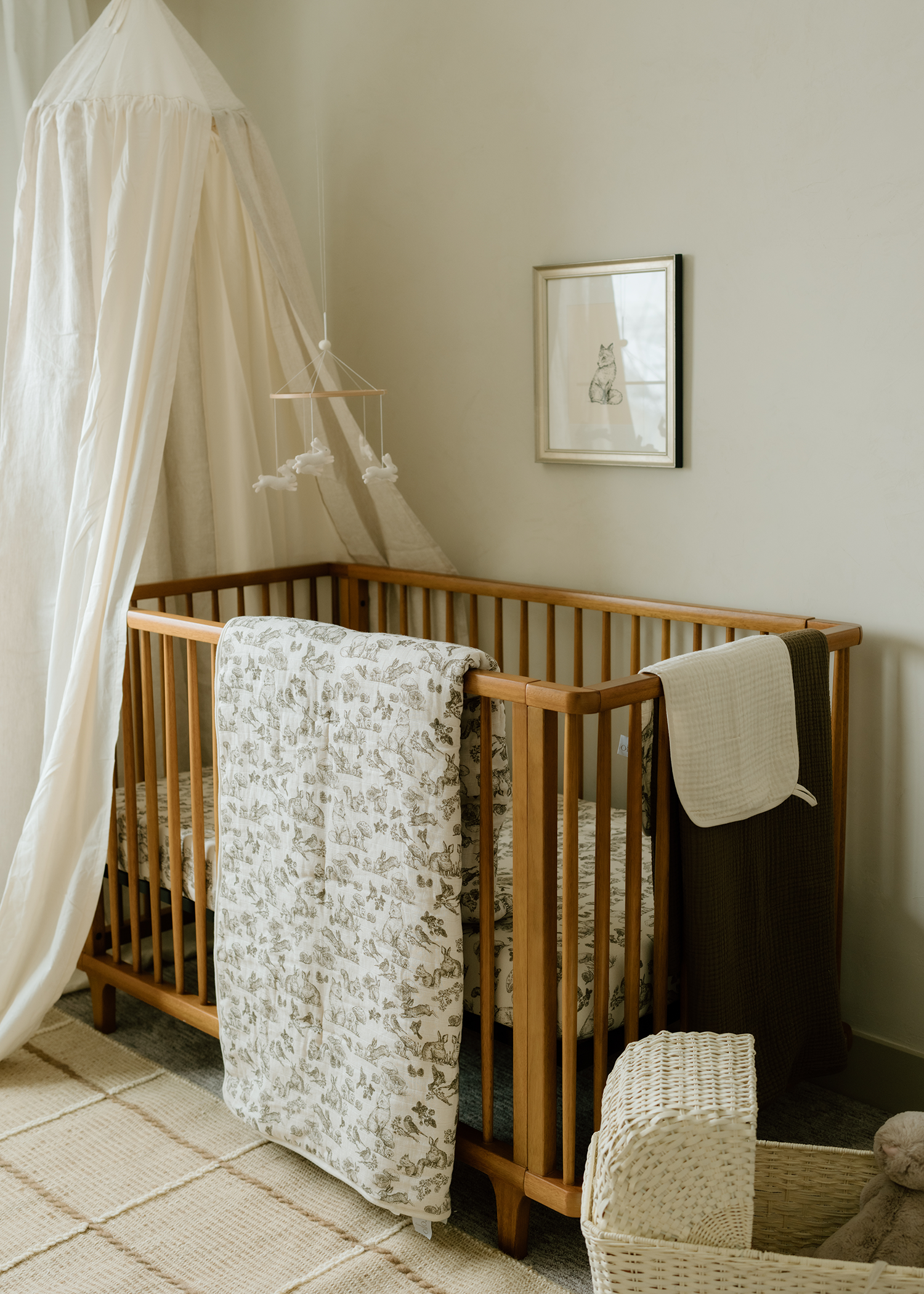 &#39;Woodland&#39; Nursery - Premium Muslin Crib Quilt &amp; Sham Set