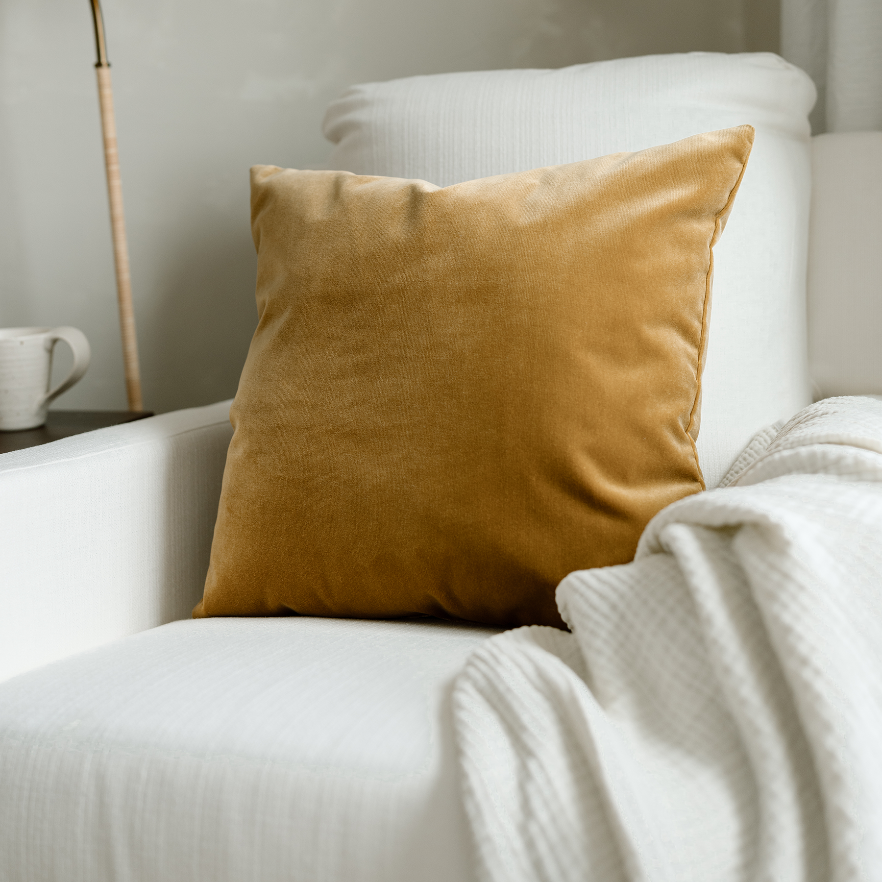 Faux Mohair 'Gold' Throw Pillow