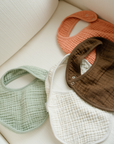 'Bark' Brown & 'Sea Moss' Sage Green - Premium Muslin Bib 2-Pack