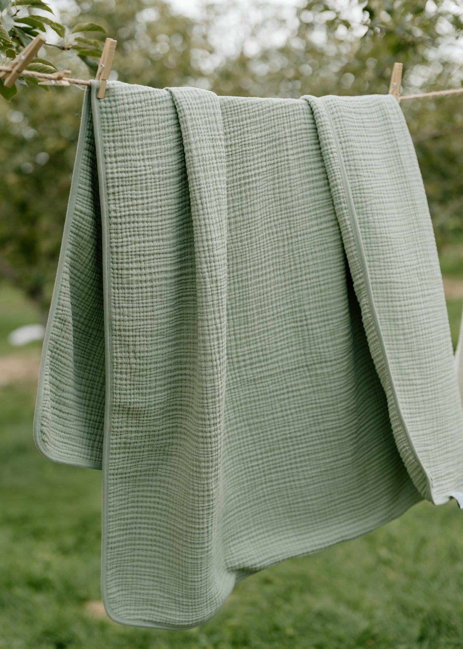 &#39;Sea Moss&#39; Sage Green - Premium Muslin Blanket