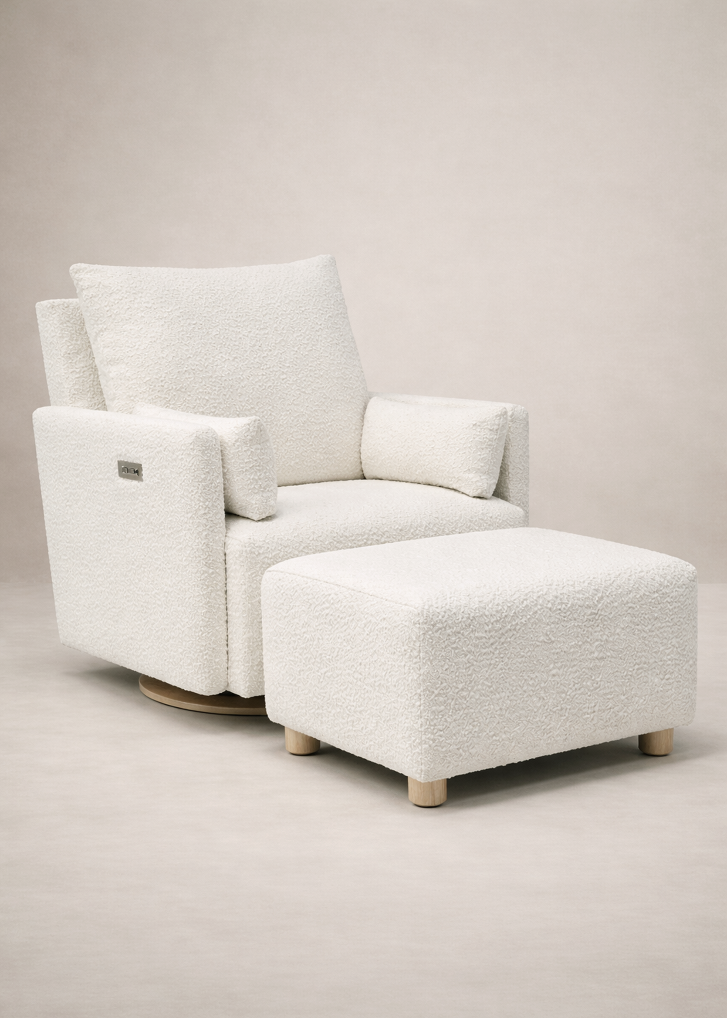 Ollie: a Chair and a Half - Swivel Nursery Glider with Back Recline Feature - High Performance Bouclé Oyster