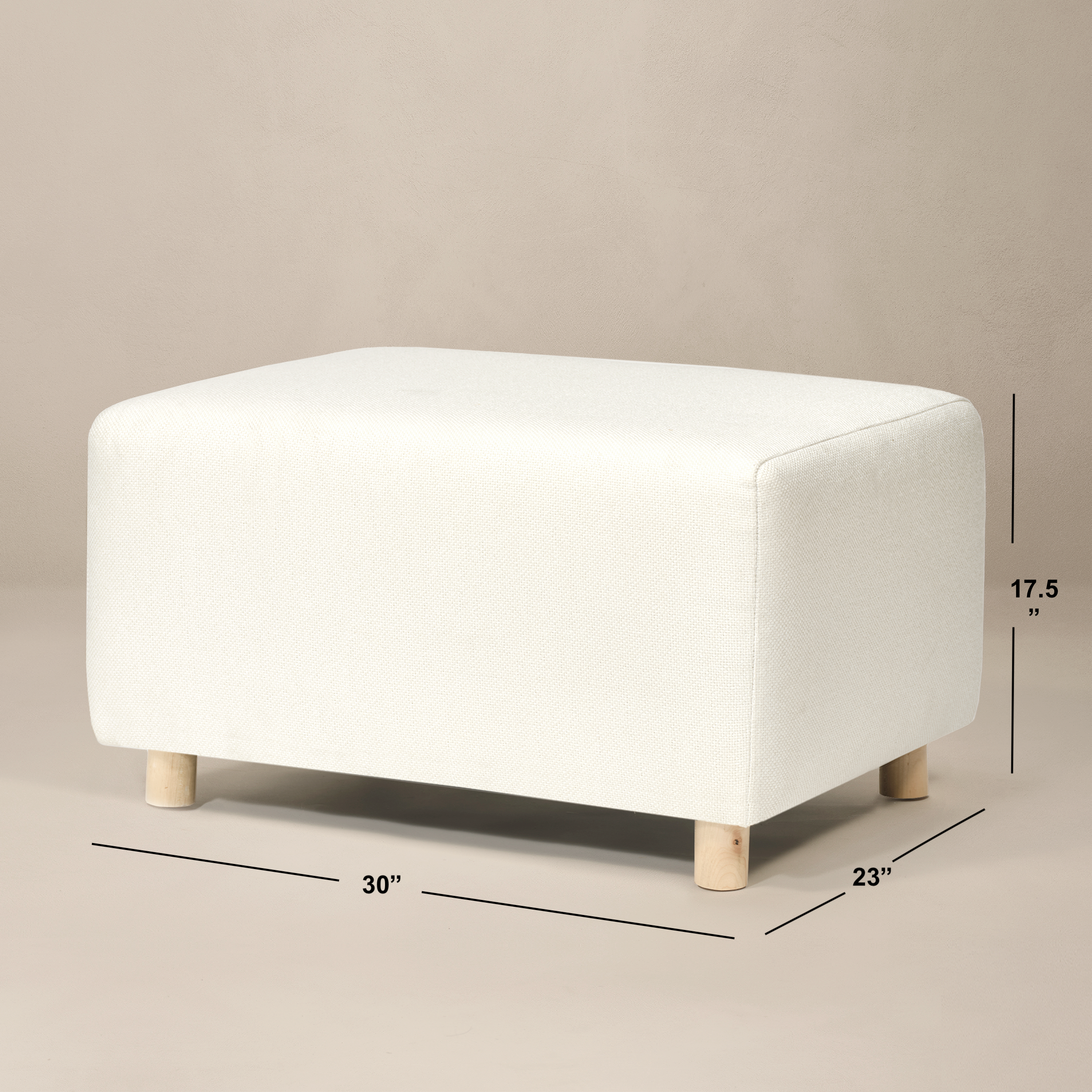 Ollie Ottoman: a Chair and a Half - Stationary Rectangle Ottoman With Wood Legs