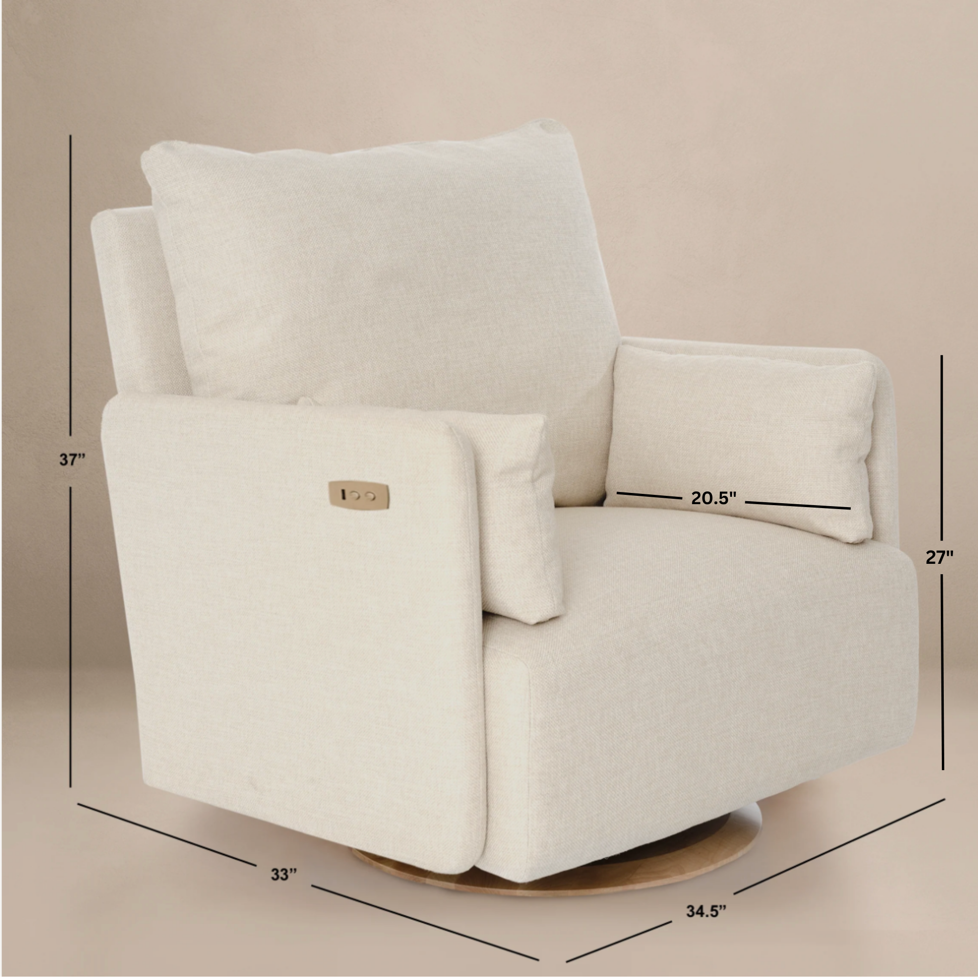 Ollie: a Chair and a Half - Swivel Nursery Glider with Back Recline Feature - High Performance Bouclé Oyster