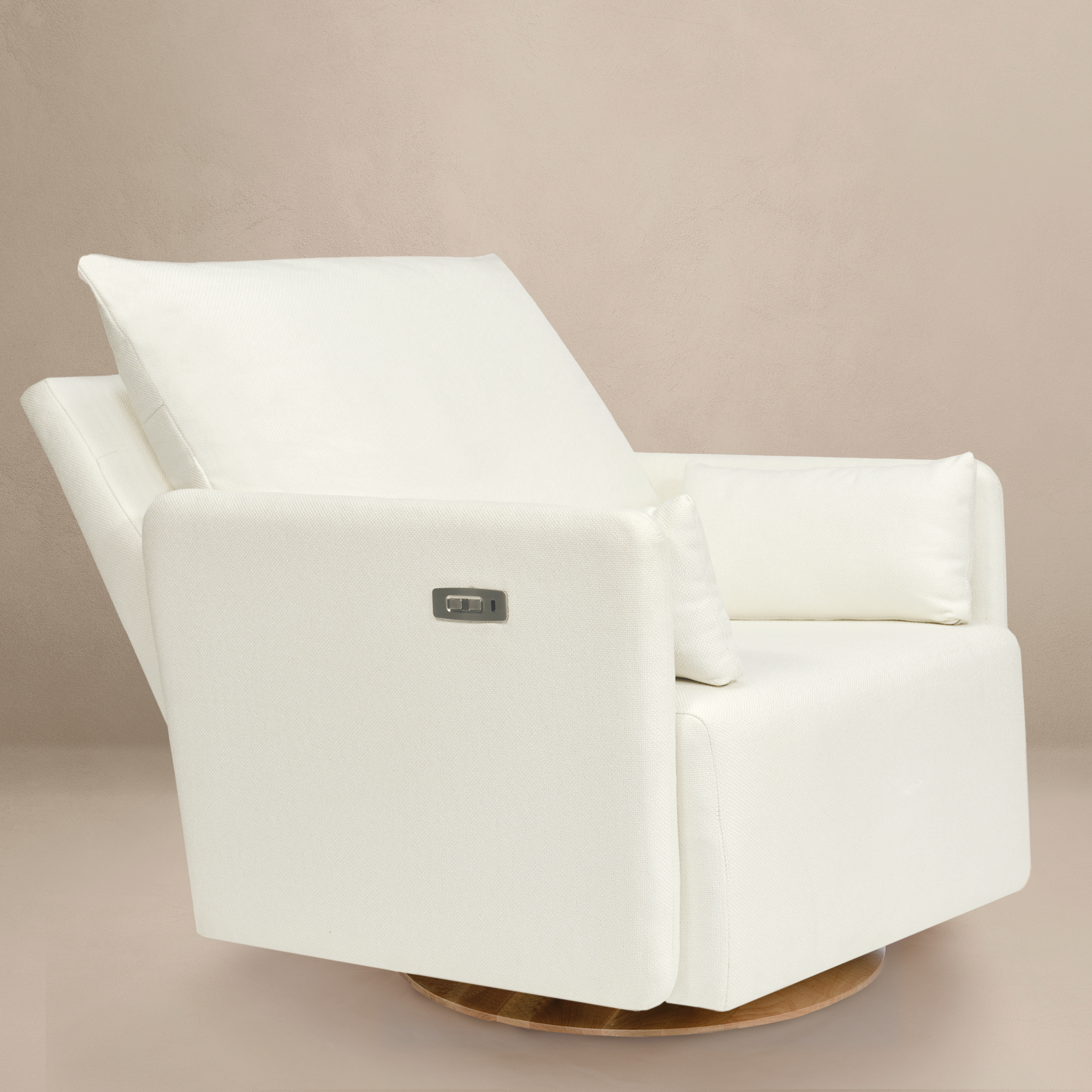 Ollie: a Chair and a Half - Swivel Nursery Glider with Back Recline Feature - High Performance Bouclé Oyster