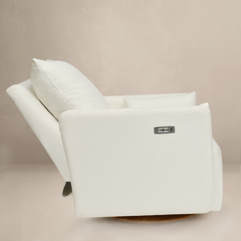 Ollie: a Chair and a Half - Swivel Nursery Glider with Back Recline Feature - High Performance Bouclé Oyster