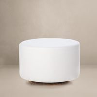 Small Stationary Oval Ottoman with Wood Base