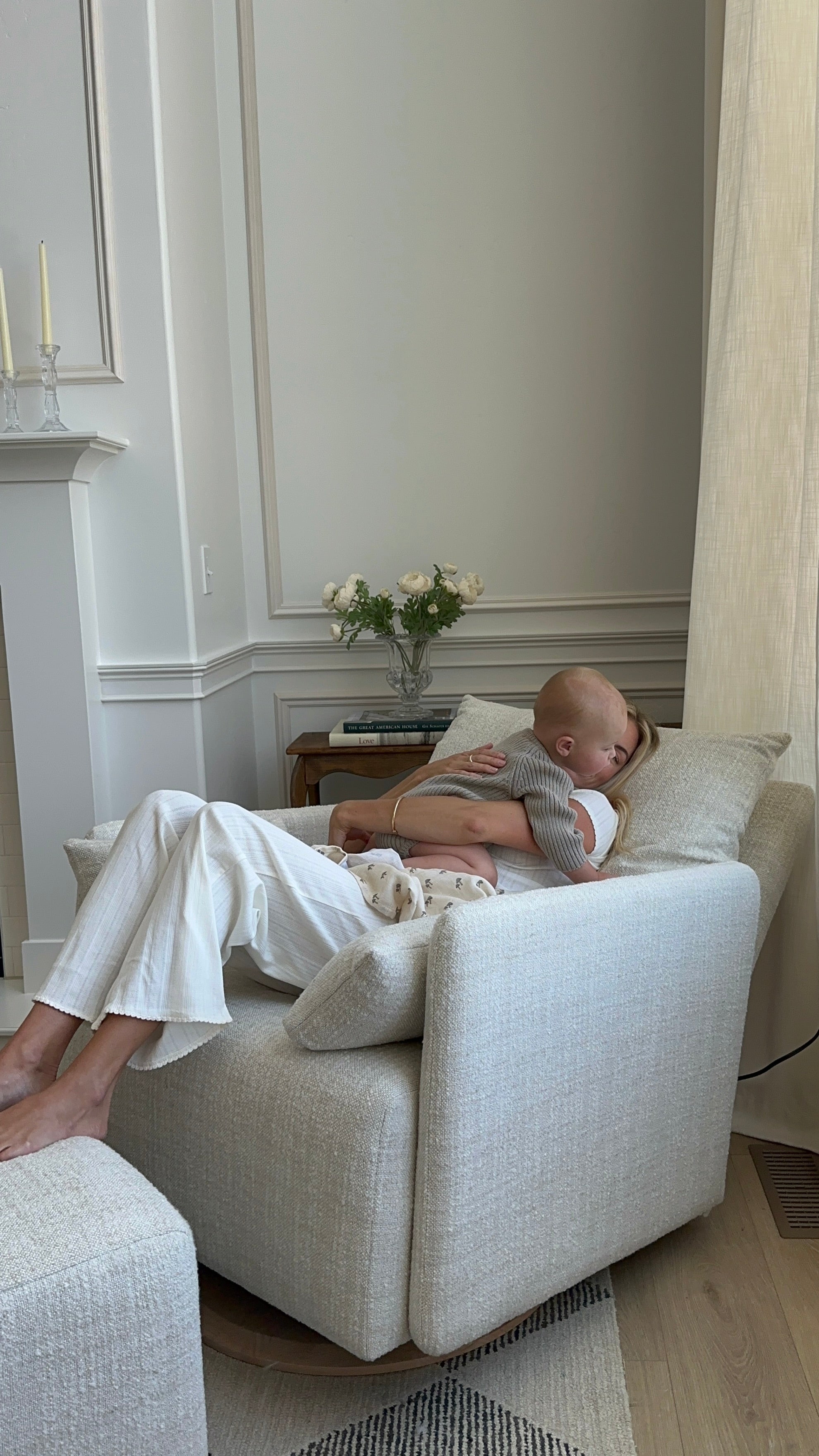 Ollie: Standard Size - Swivel Nursery Glider with Back Recline Feature