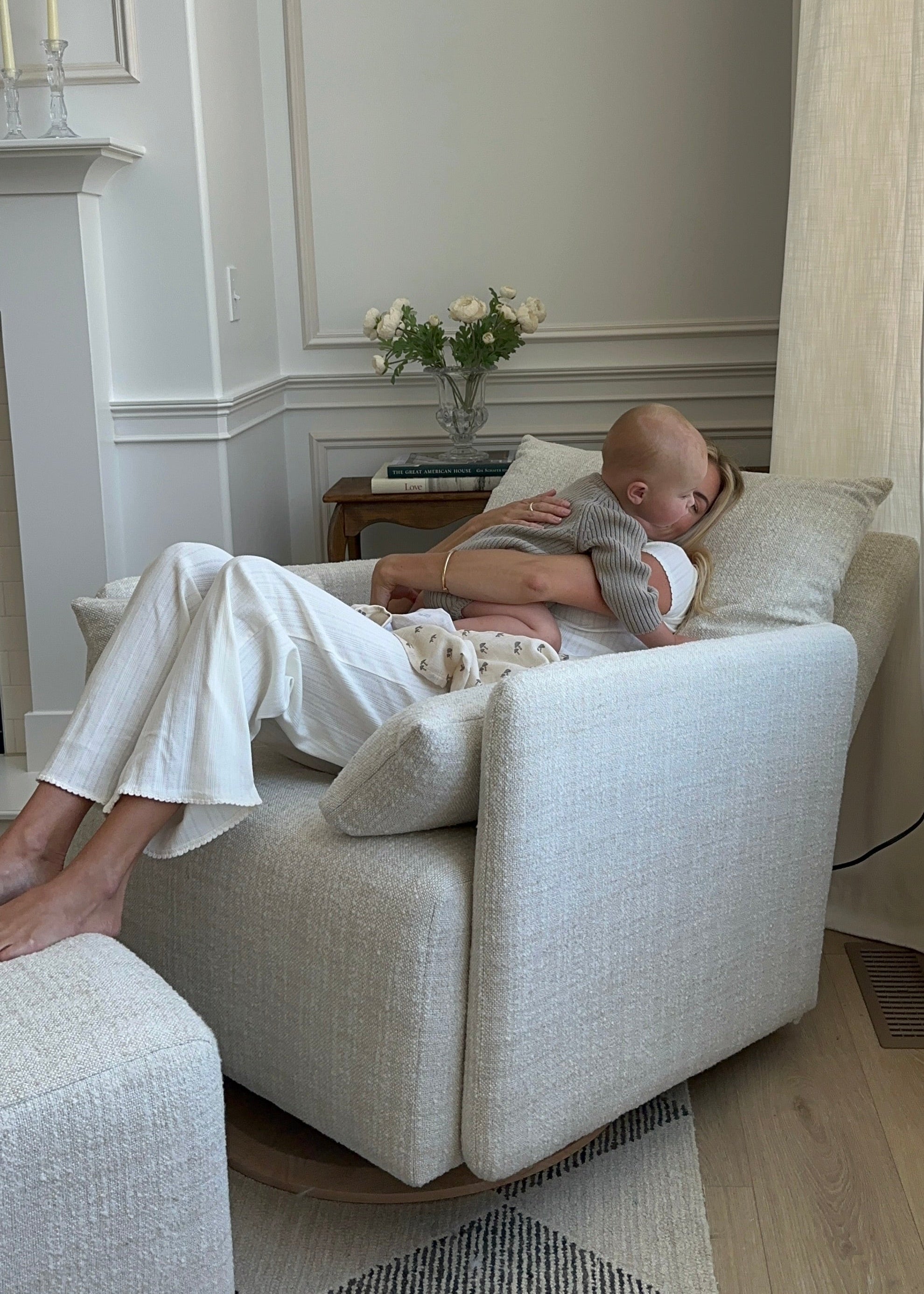 Ollie: Standard Size - Swivel Nursery Glider with Back Recline Feature