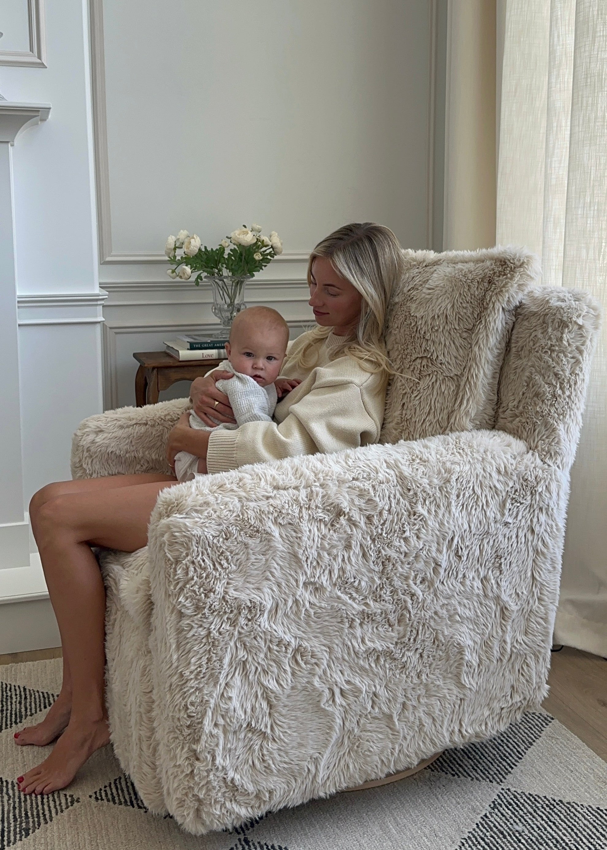 Flynn – Gliding Swivel Nursery Recliner - Aussie Faux Hide