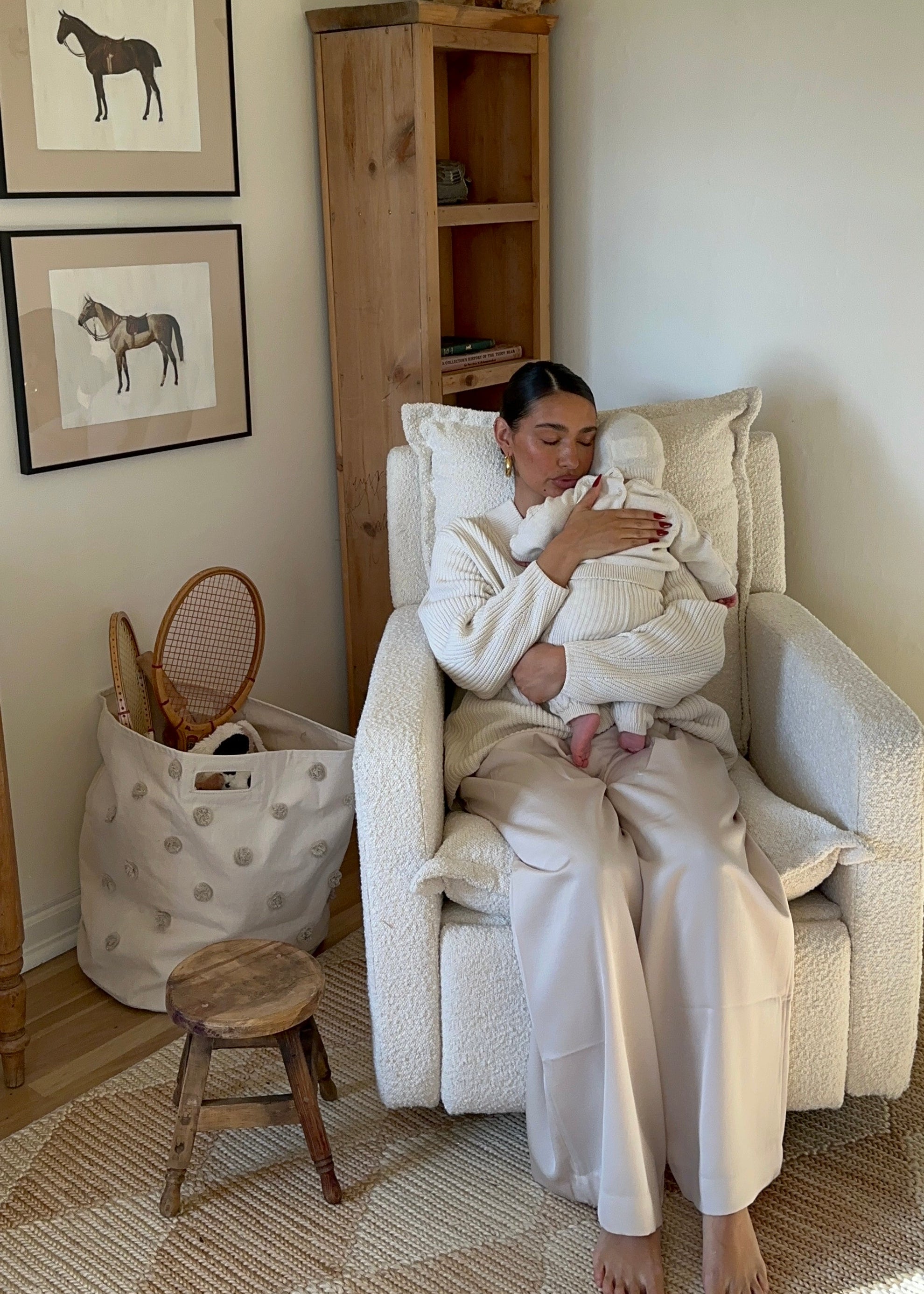 Flynn – Gliding Swivel Nursery Recliner - High Performance Bouclé Oyster