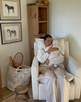 Flynn – Gliding Swivel Nursery Recliner - High Performance Bouclé Oyster